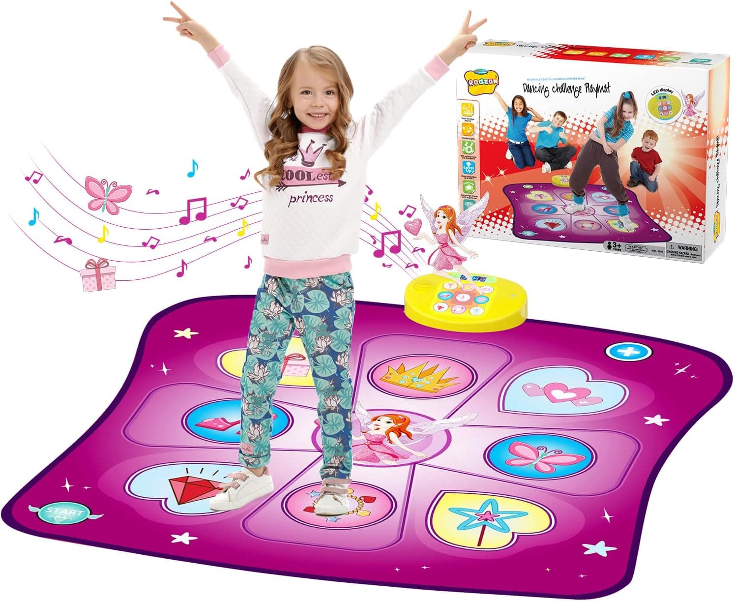 Tapete de dança brinquedo menina 3 4 5 6 7 8 9, presente meninas tapete musical com luzes LED, música incorporada, 3 modos de jogo, volume ajustável, presente de aniversário Natal para meninas meninos