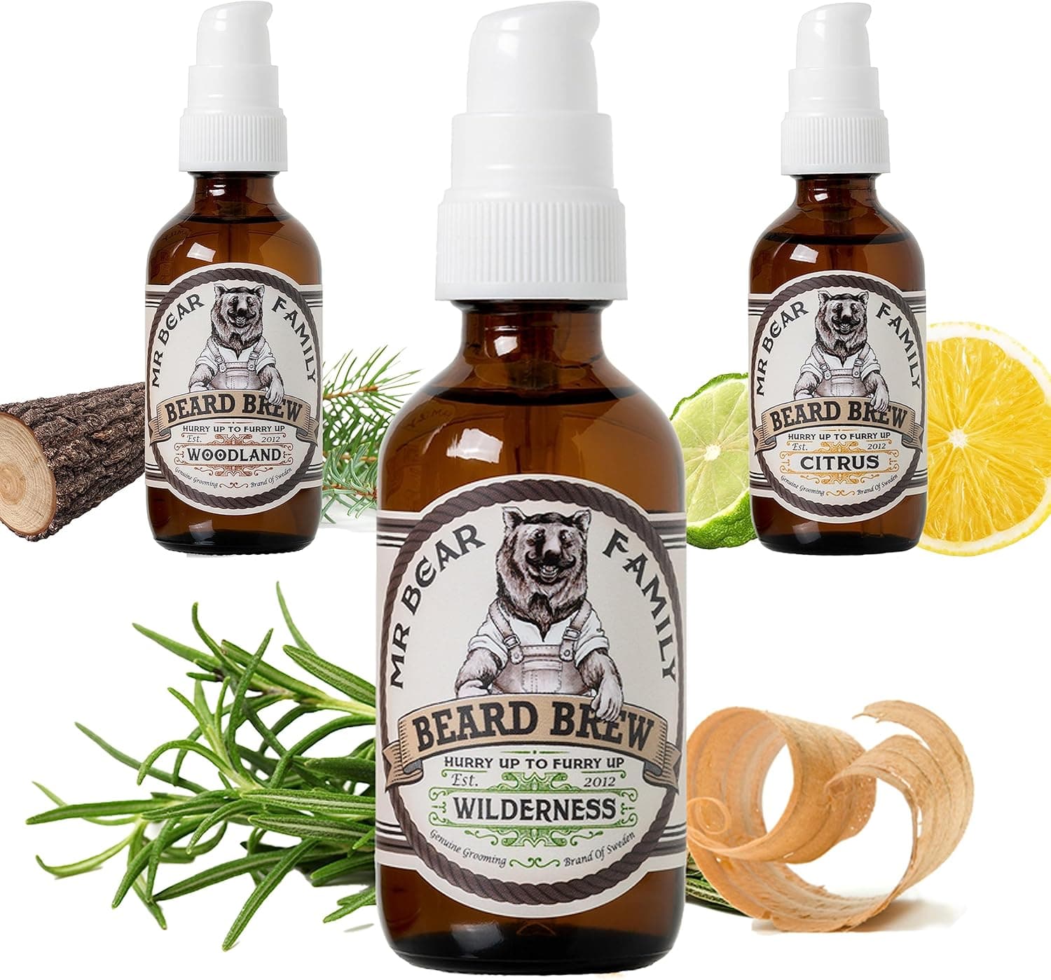 Mr Bear Family Beard Oil Men - Wilderness - nutre e favorece o crescimento da barba - óleo barba para homem com jojoba e óleo de argão - óleo para barba hidratante 60 ml