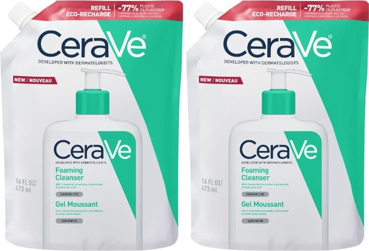 CeraVe Substituição de gel de limpeza espumoso, para pele normal a gordura, elimina o excesso de seebo, enriquecido com ceramidas essenciais, niacinamida e ácido hialurónico, adequado para rosto e