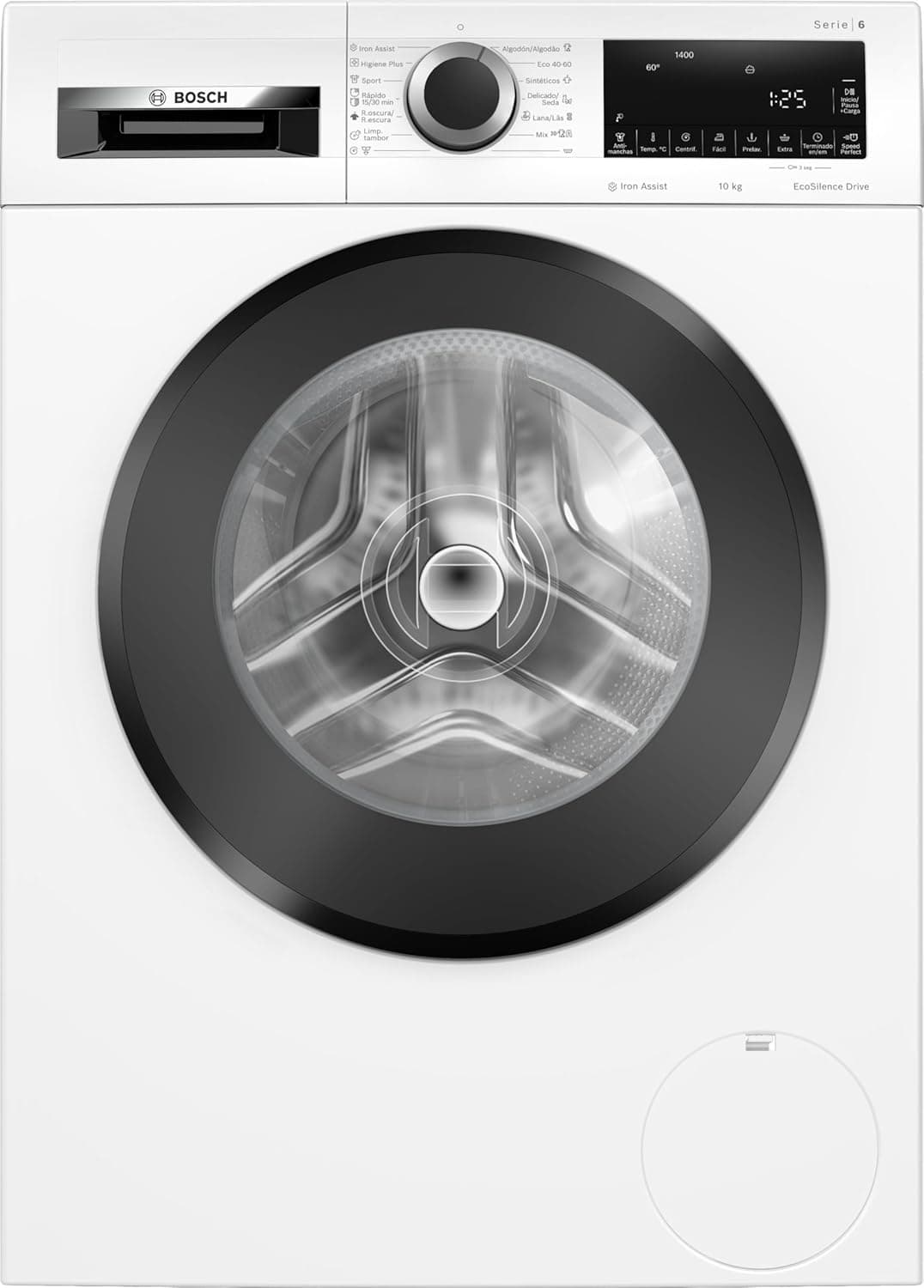 Bosch - Máquina de lavar carregamento frontal, 10 kg, série 6, 1400 RPM, programa anti-manchas e higienePlus, ActiveWater Plus, motor EcoSilence, branco, WGG254Z1ES