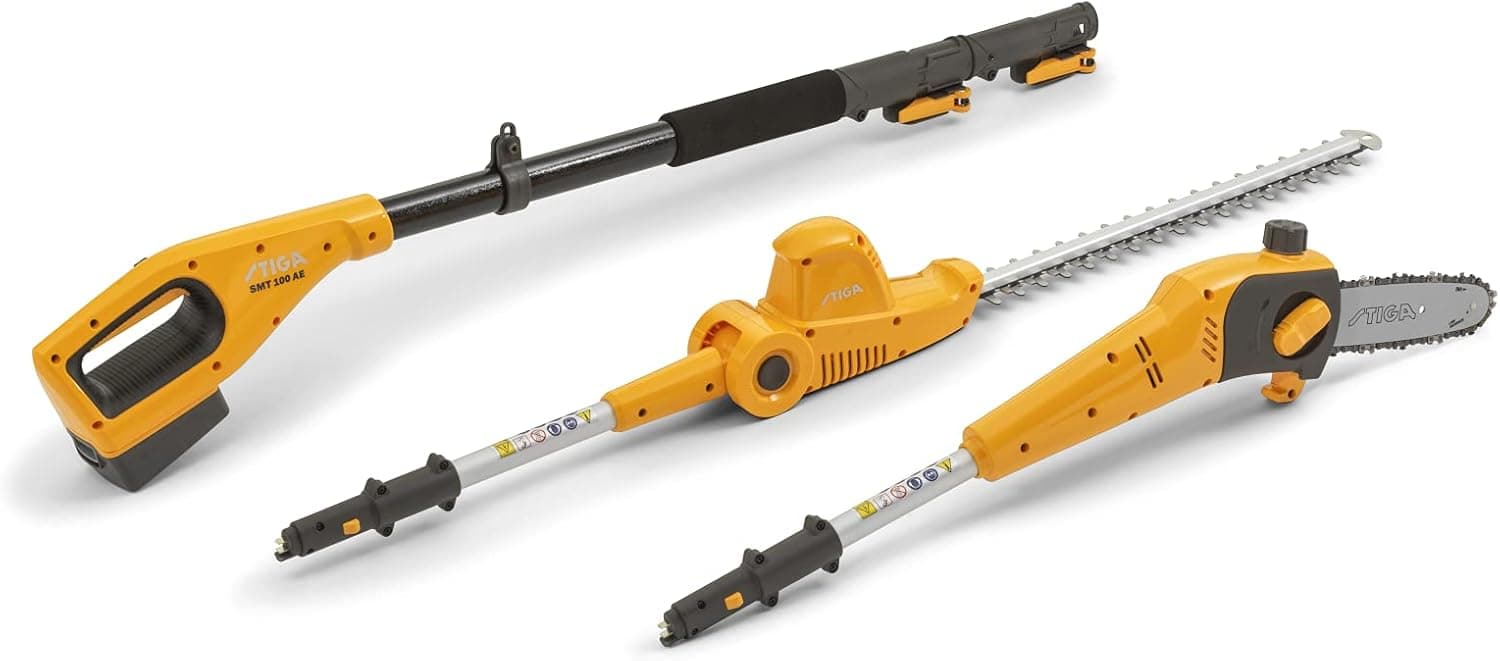 Stiga Multiferramenta com bateria SMT 100 AE Kit, corta-sebes e podadora com braço telescópico, para grandes alturas e trabalho rápido e fácil, bateria ePower de 20 V (4 Ah)