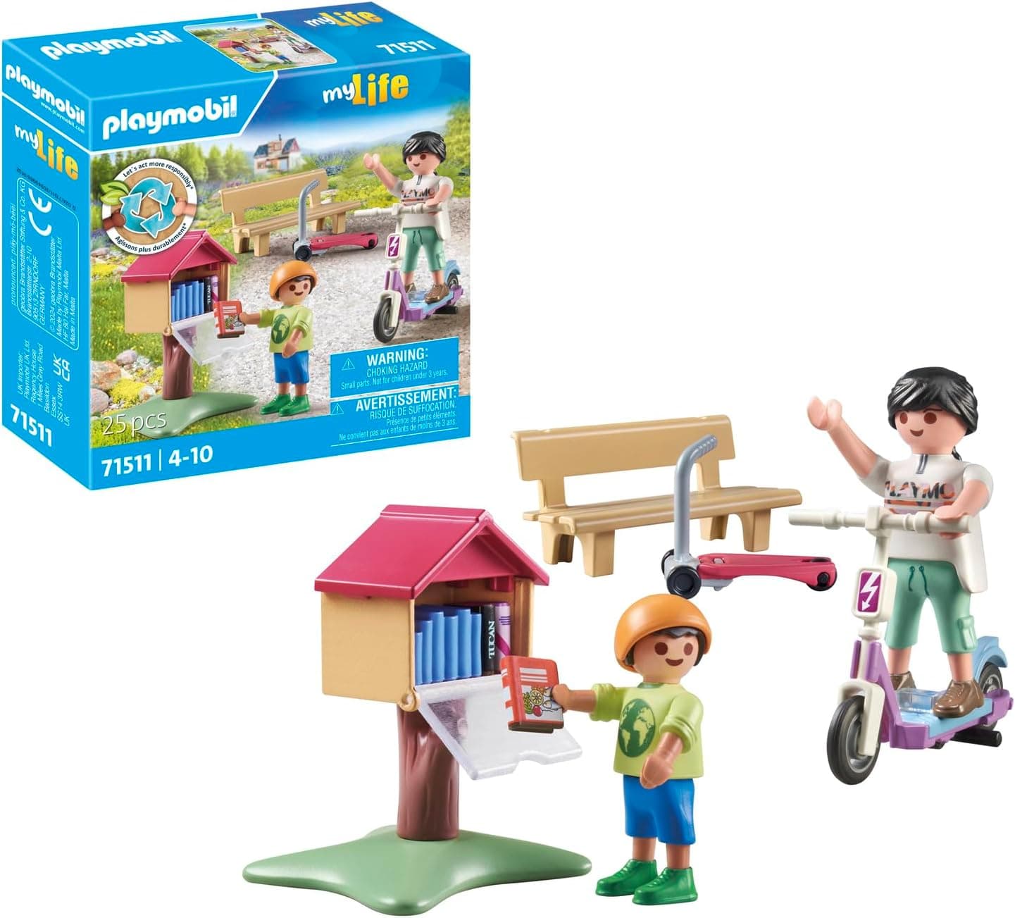PLAYMOBIL myLife 71511 Intercâmbio de livros, histórias emocionantes no armário de livros, com acessórios, divertido jogo de RPG imaginativo, jogos sustentáveis para crianças a partir de 4 anos