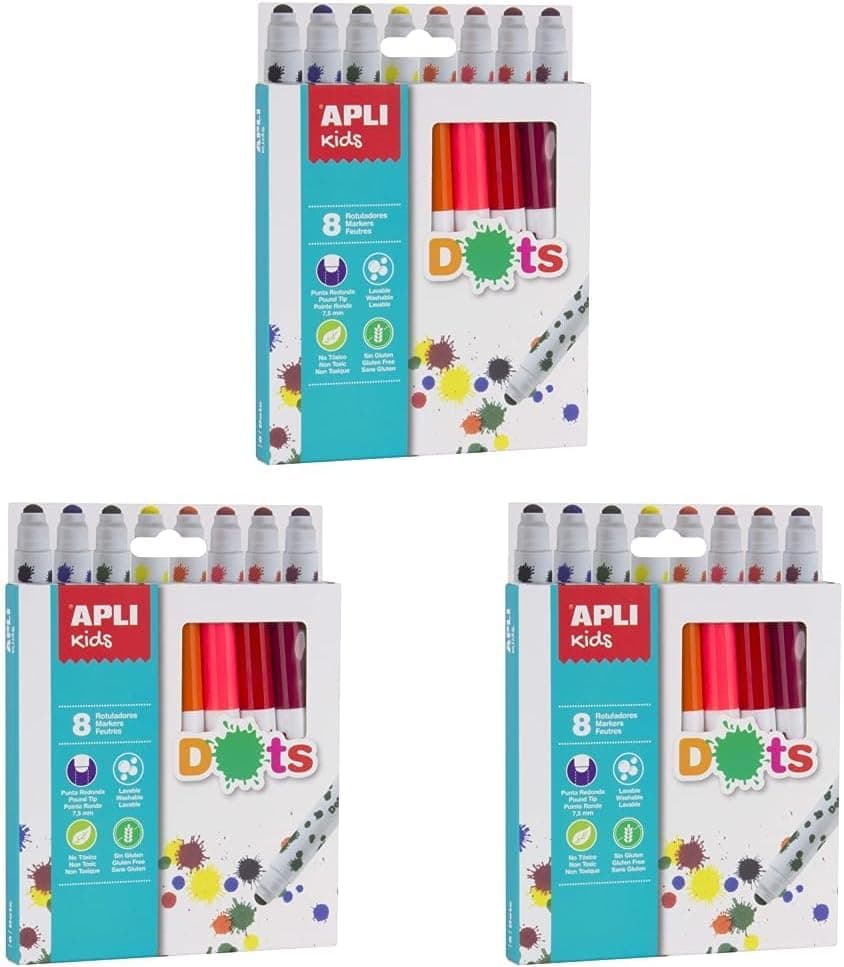 APLI Kids Marcador amarelo, 8 unidades (embalagem de 3)
