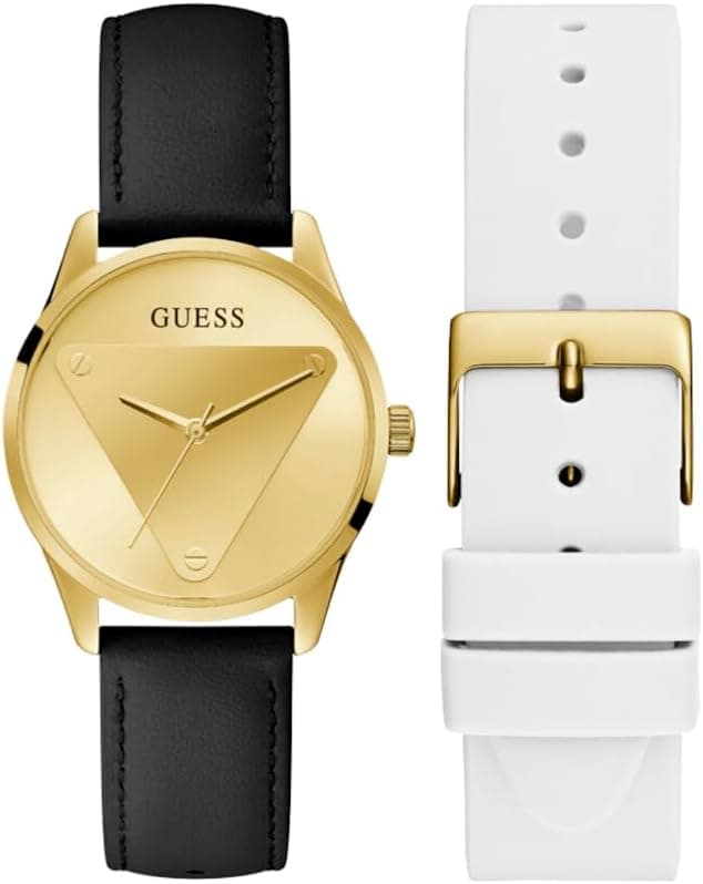 Guess Relógio analógico para mulher de quartzo com correia em aço inoxidável GW0642L1, Preto, tira