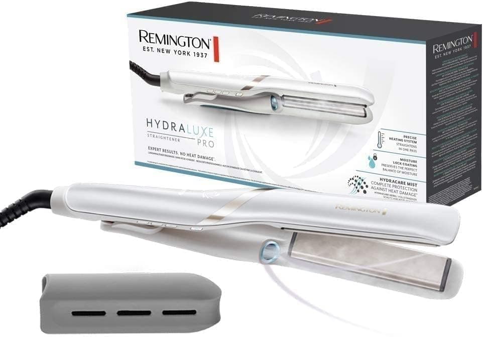 Remington Ferro de cabelo Hydraluxe Pro, tecnologia Hydracare, placas flutuantes extra-longas, resultados profissionais, cerâmica, 5 temperaturas até 230°C, função turbo, digital, S9001
