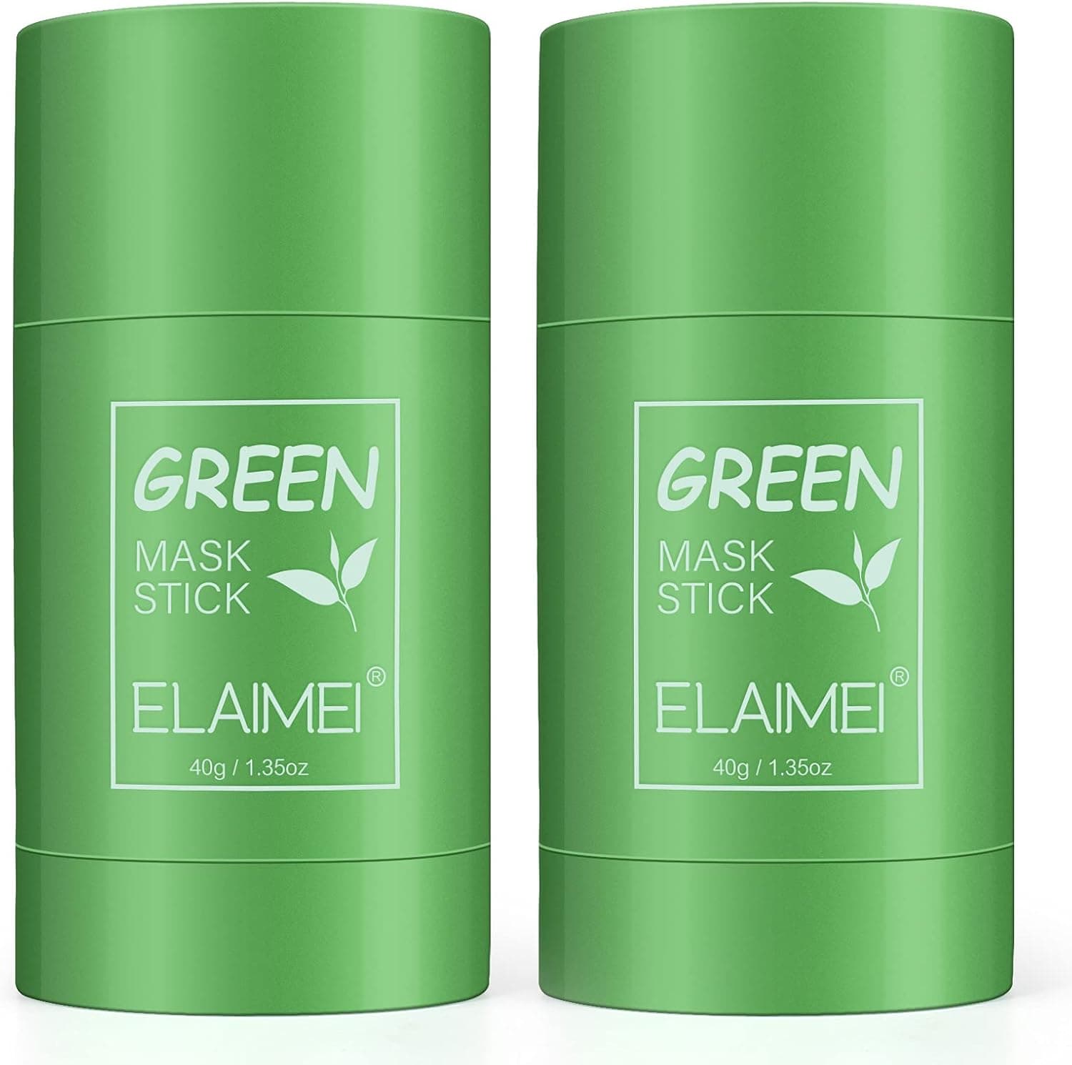 2 Pack Green Mask Stick, poderosa máscara de argila purificadora de chá verde, limpeza profunda, controlo de óleo, remoção de espinhas para todos os tipos de pele, mulheres, homens (2 pacotes)