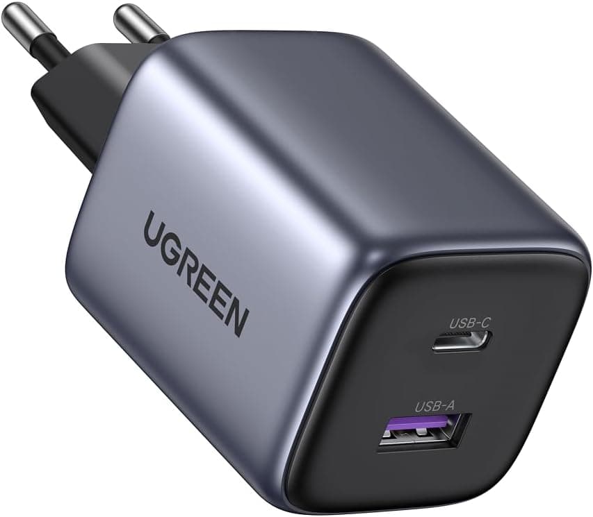 UGREEN Nexode Carregador USB C GAN de 35 W, tomada tipo A de 22,5 W compatível com Galaxy S24/S23/S22/S21, Pixel 8 7 6 6a, iPhone 16/15/14/13, iPad Pro/Air/Mini, MacBiPhone ook m3 Azul preto