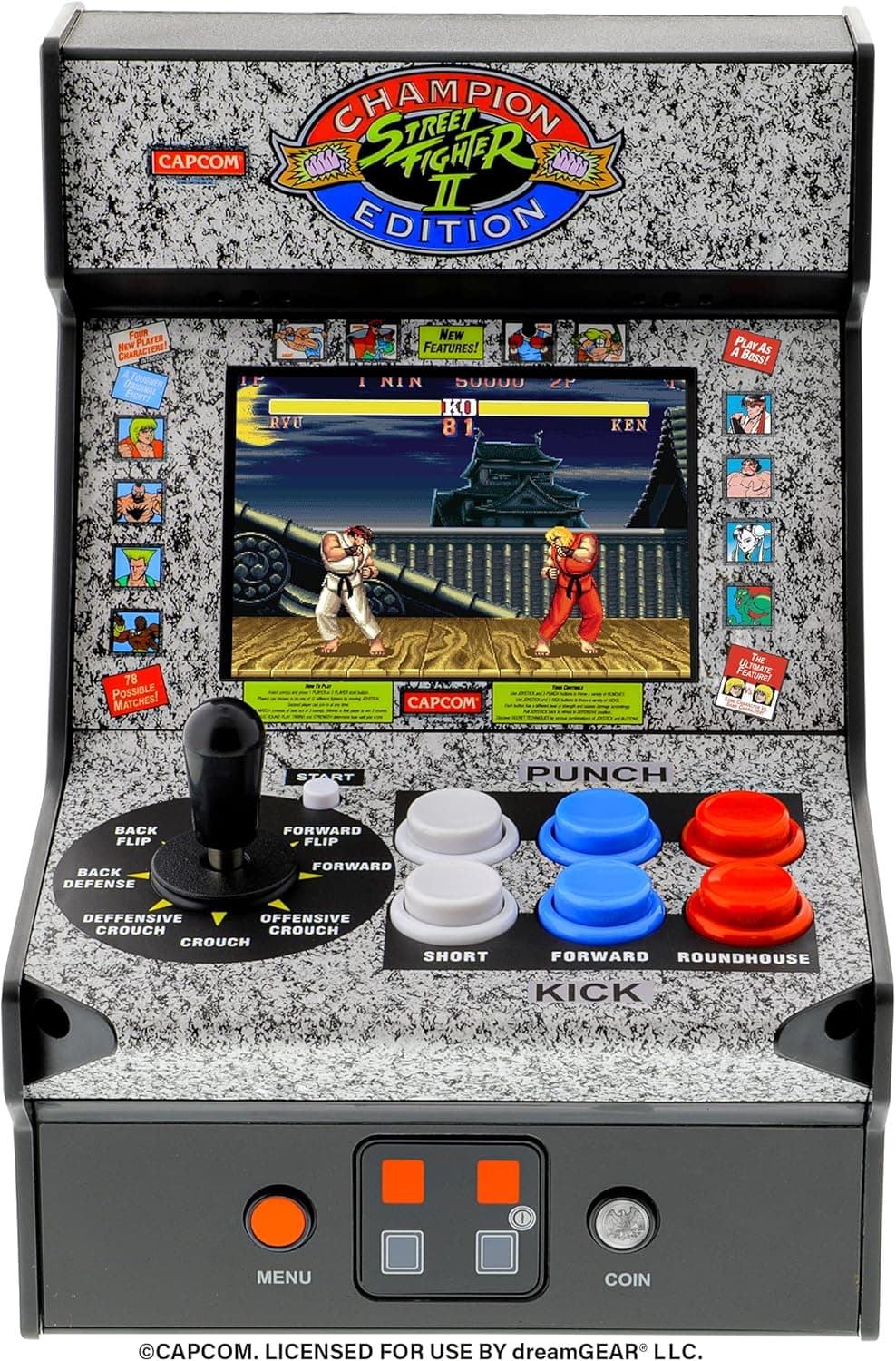 MY ARCADE Micro Jugador Street Fighter II Champion Edition | Mini cabina retro de videojogo Street Fighter 2
