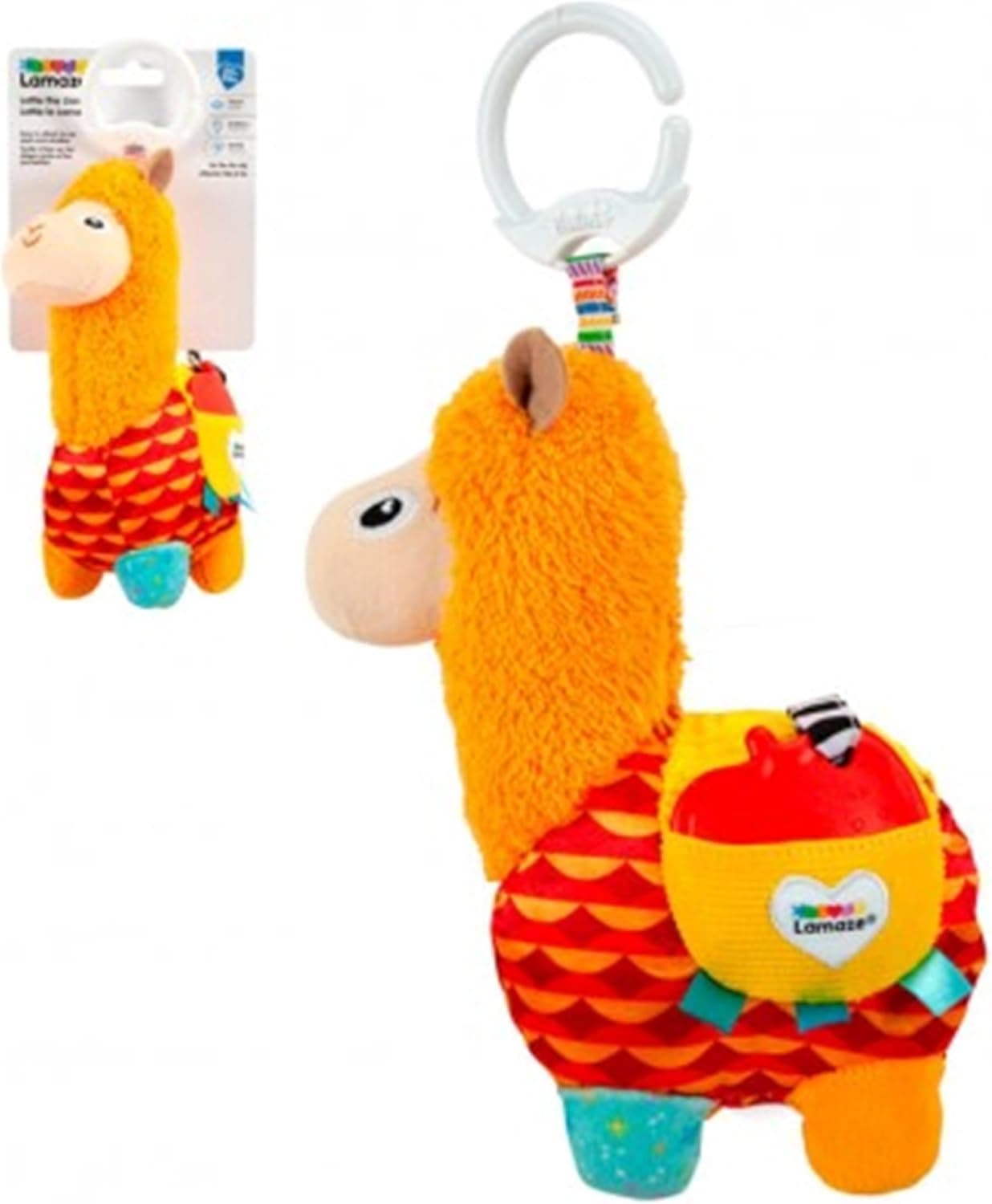 Bizak Lamaze Lettie a chama, brinquedo sensorial para bebé, chama de cores vibrantes que soa ao agitar, inclui clipe de anel