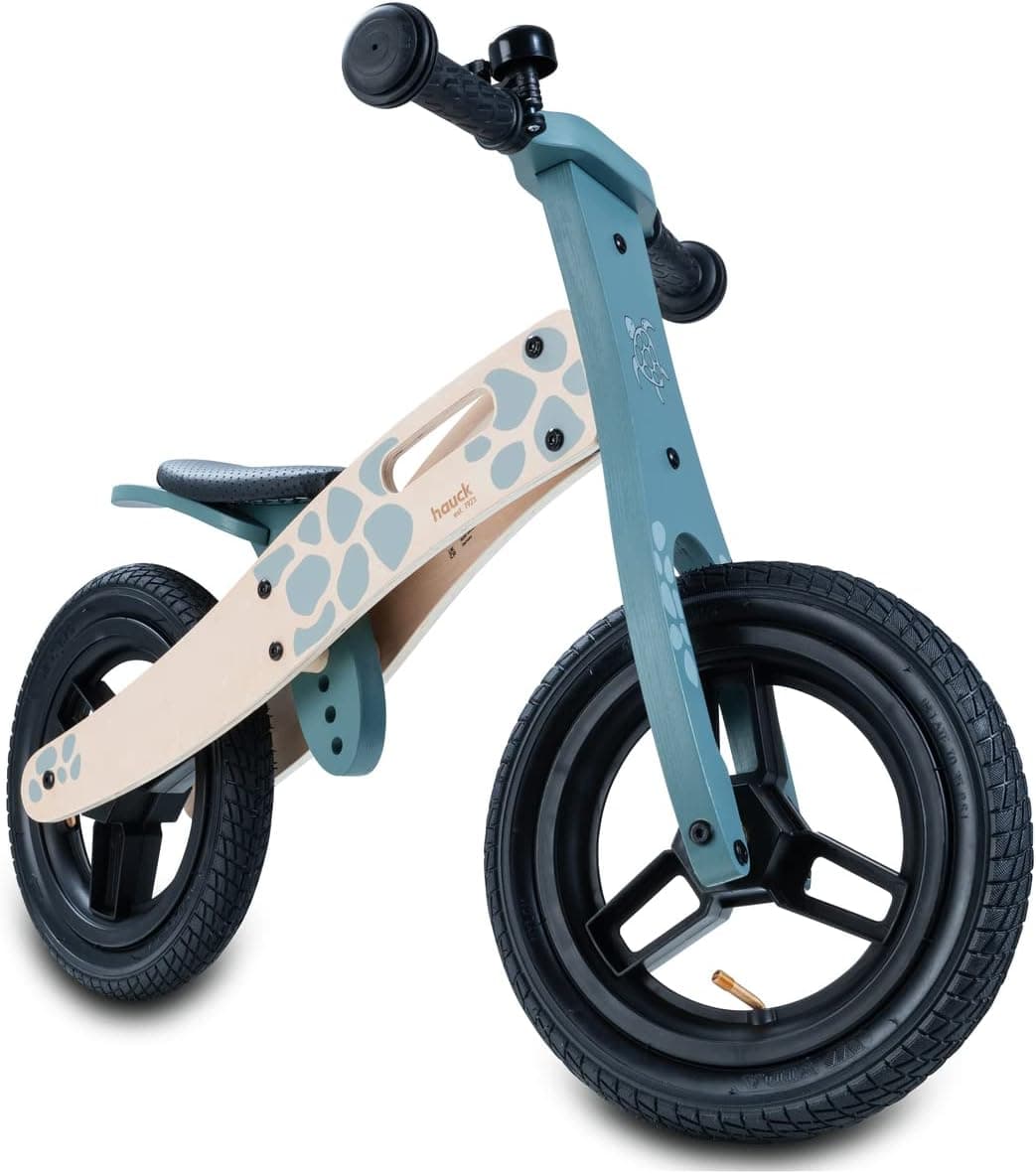 Hauck Bicicleta sem pedais, bicicleta de madeira certificada FSC®, corredores para bebé a partir de 24 meses, selim ajustável, rodas pneumáticas 12 polegadas, campainha - branco
