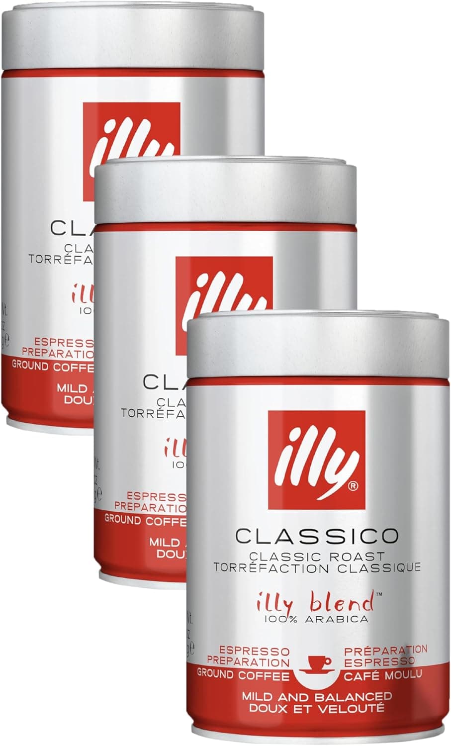 illy Café, café moído clássico, torrado médio, grãos de café 100% arábico, 250 g x 3