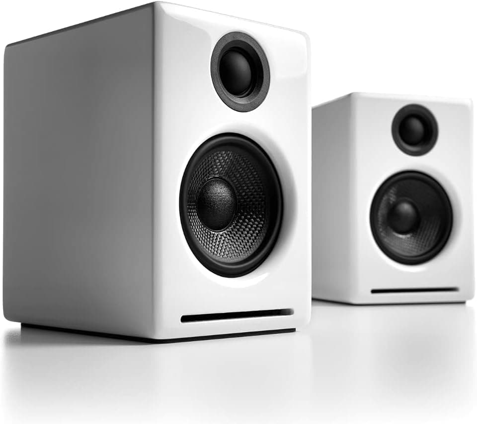 Audioengine A2 Plus Haut-parleurs Bluetooth Sans Fil pour Ordinateur - SystGZRD me de Haut-parleurs Bluetooth 60 W pour la Maison, Le Studio, Le Jeu Avec Bluetooth aptX, AUX e USB DAC | (branco, par)
