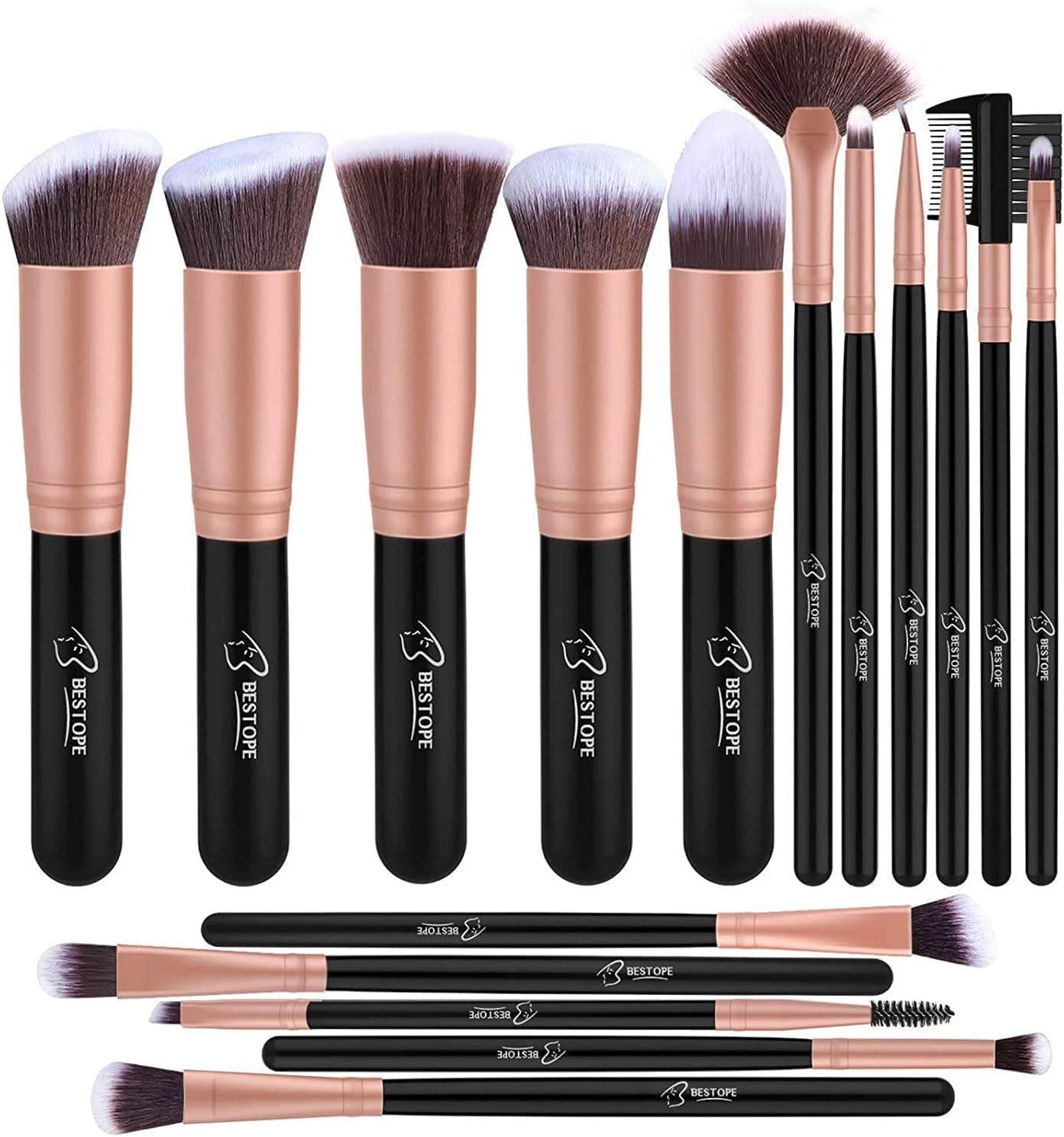BESTOPE Conjunto de pincéis de maquiagem profissional com 16 peças