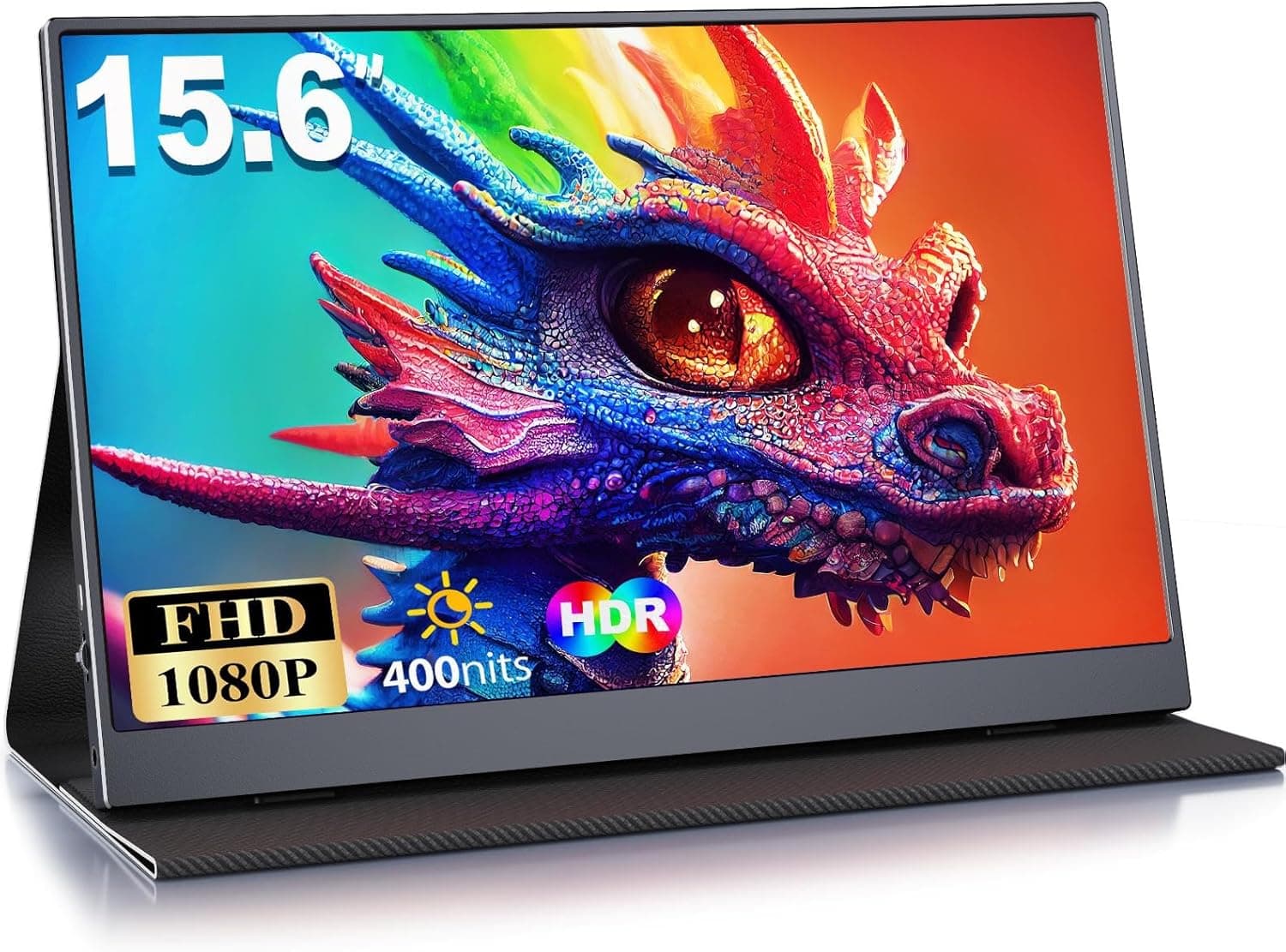 MOMODS Monitor portátil, monitor portátil de 15,6 polegadas, IPS 1080P FHD portátil com mini HDMI/USB-C, para computador portátil, PS5, Xbox, telefone