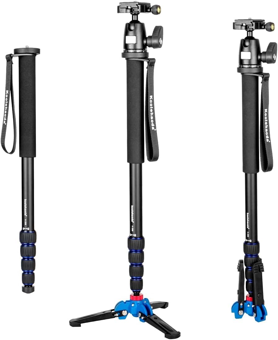 Koolehaoda Profissional 65" Câmara de alumínio Monopod com cabeça de bola K-09 com a ajuda de suporte dobrável de três pés