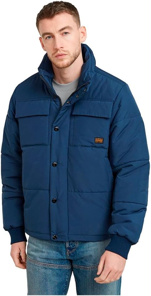 G-STAR 4 Pocket Quilted Padded | Casaco acolchoado impermeável para homem com gola alta e cintura ajustável