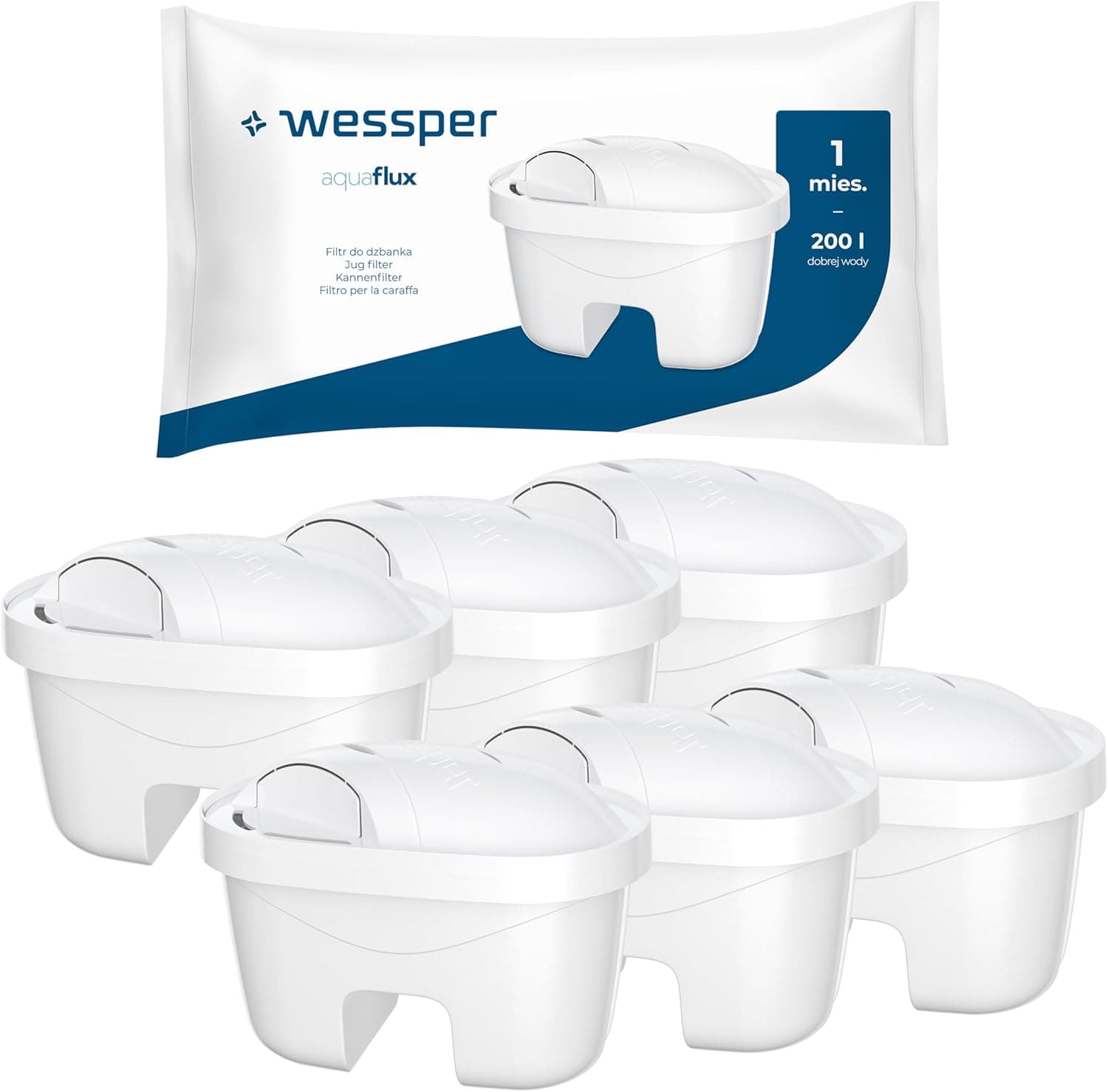 Wessper | Filtros de carvão ativado para jarras de água compatíveis com Laica Bi-Flux Brita Maxtra Dafi Ultimax 6 unidades