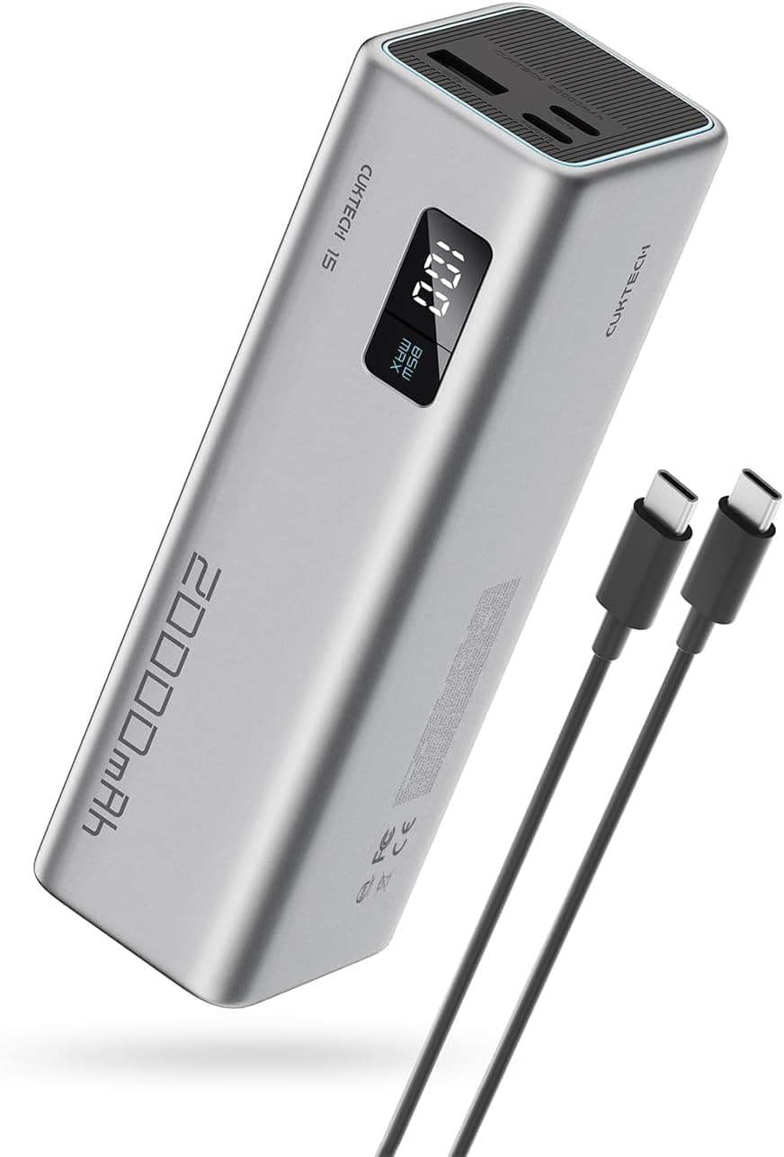 CUKTECH 85W Bateria externa de 20000 mAh com 3 portas, USB C bateria portátil Power Bank com ecrã digital compatível com MacBook Pro/Air, iPhone 15 Pro, Galaxy S24 Ultra, DELL