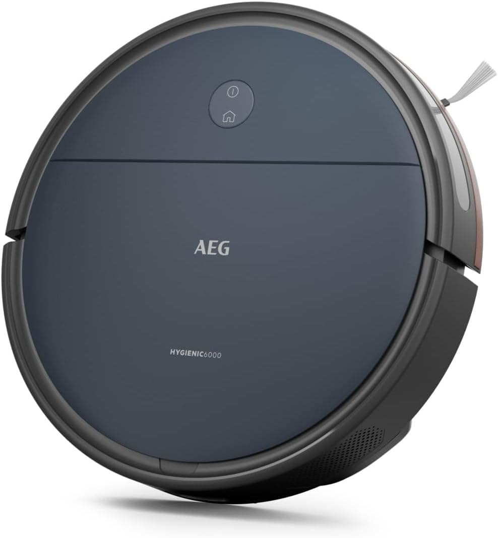 AEG Robot aspirador Hygienic 6000 AR61UW1DB, giroscópio, autonomia 120 min, App iOS/Android, aspirar e limpar simultaneamente, 2600 (mAh), sem bolsa, Denim Blue Solid