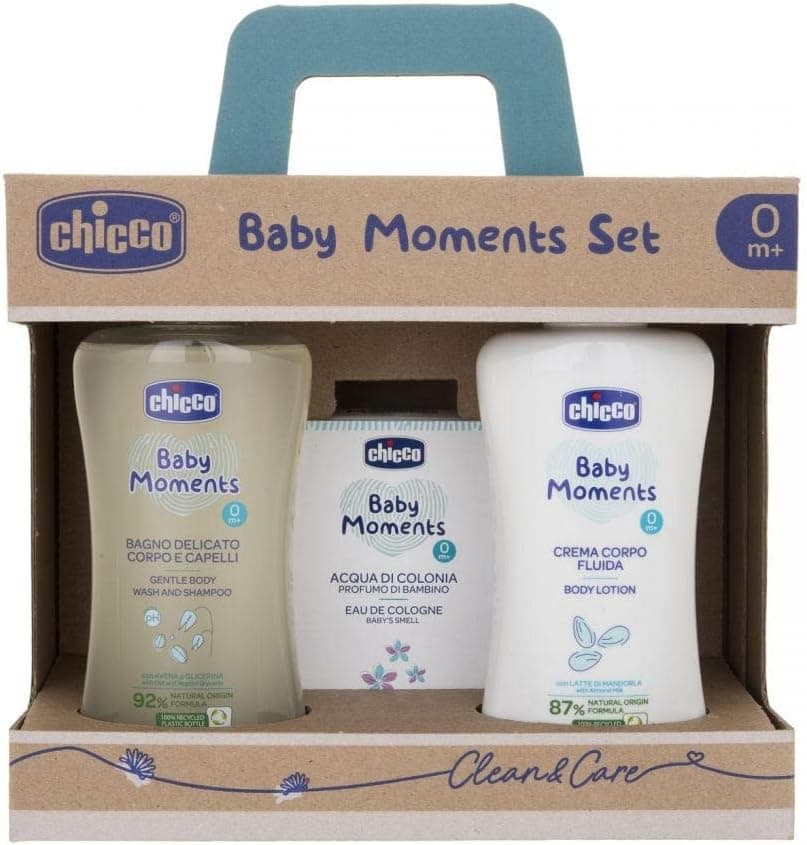 Conjunto Presente Infantil Chicco Loção Corporal + Gel de Banho + Água de Colónia