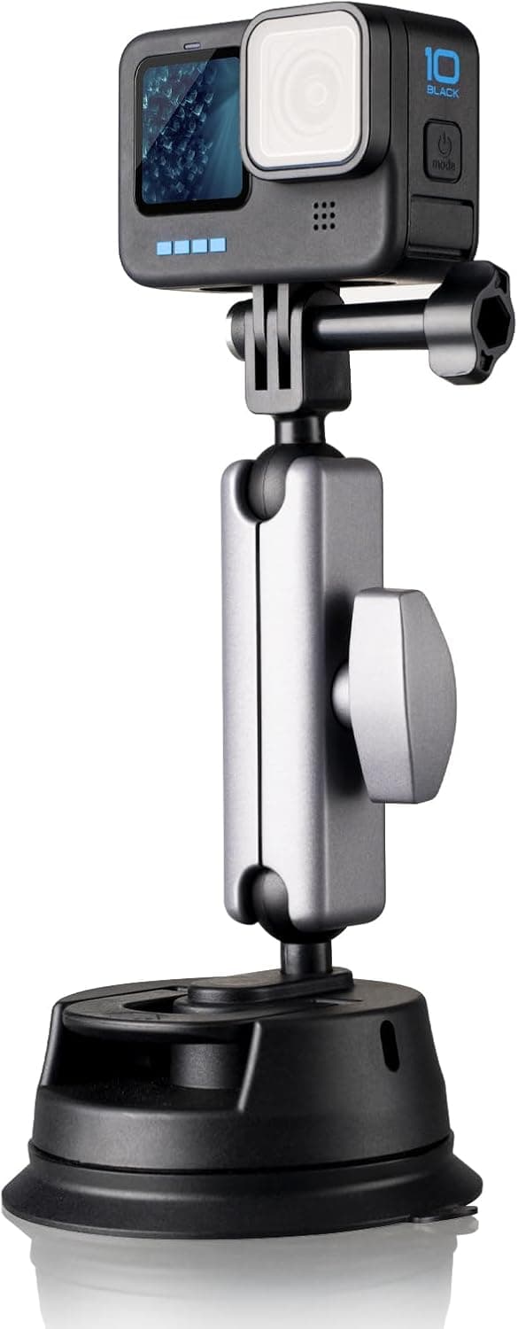 Lammcou Suporte de ventosa potente para Go Pro, câmara de ação com bola de cabeça dupla de 360°, suporte de montagem de ventosa para carro suporte de ventosa para Insta-360 Hero 13 12 11