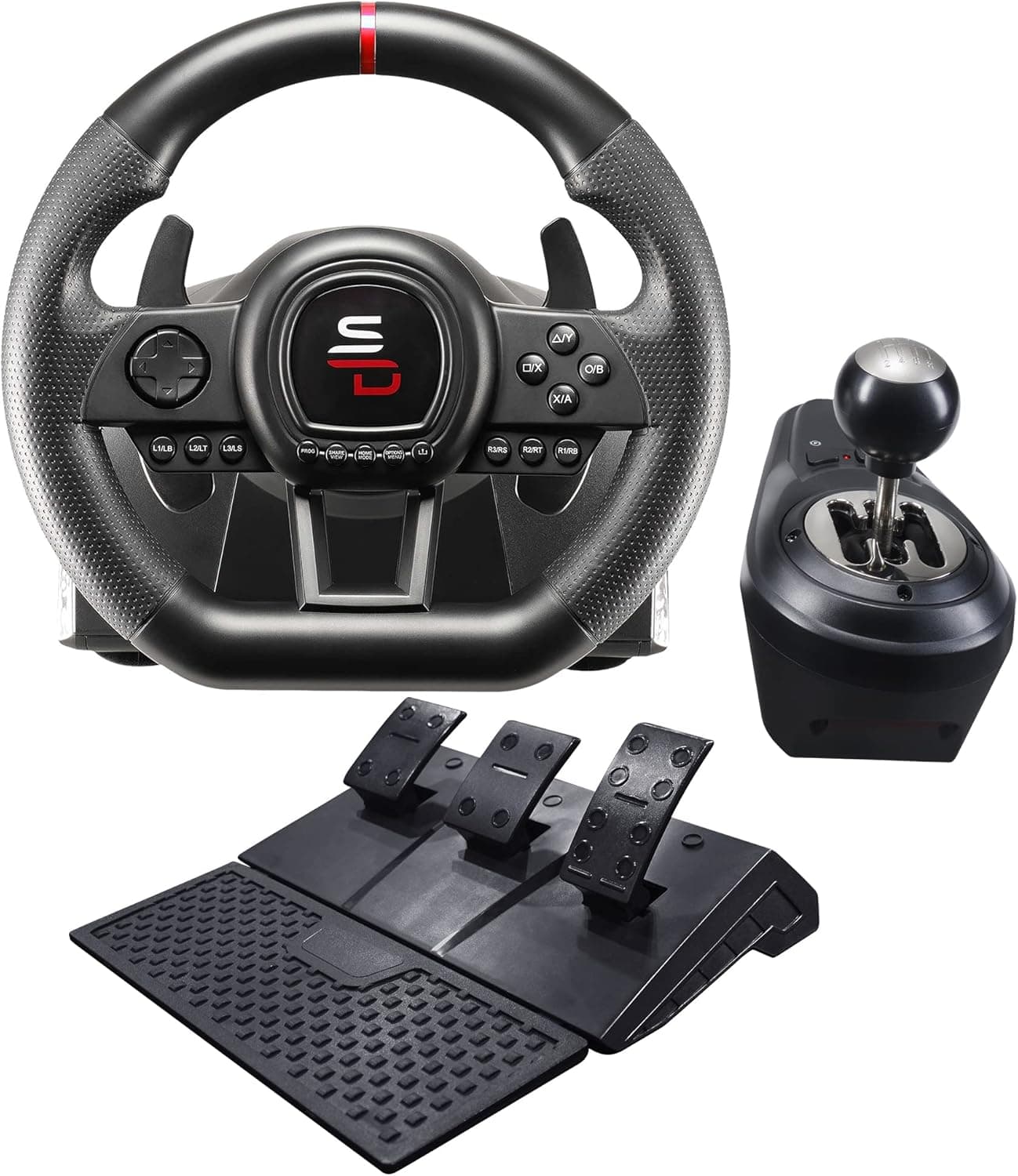 Volante Subsonic Superdrive GS650X com transmissão manual, 3 pedais e paddle shifters para Xbox Series X/S, PS4, Xbox One (programável)