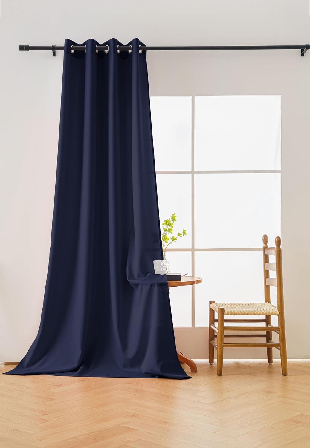 FEBE Cortina opaca azul-marinho, 140 x 250 cm, cortina com ilhós, para sala de estar, quarto, 1 unidade