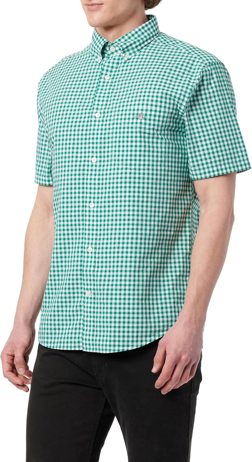 GANT Reg Classic Poplin Gingh SS Shirt | Camisa clássica de popelina para homem