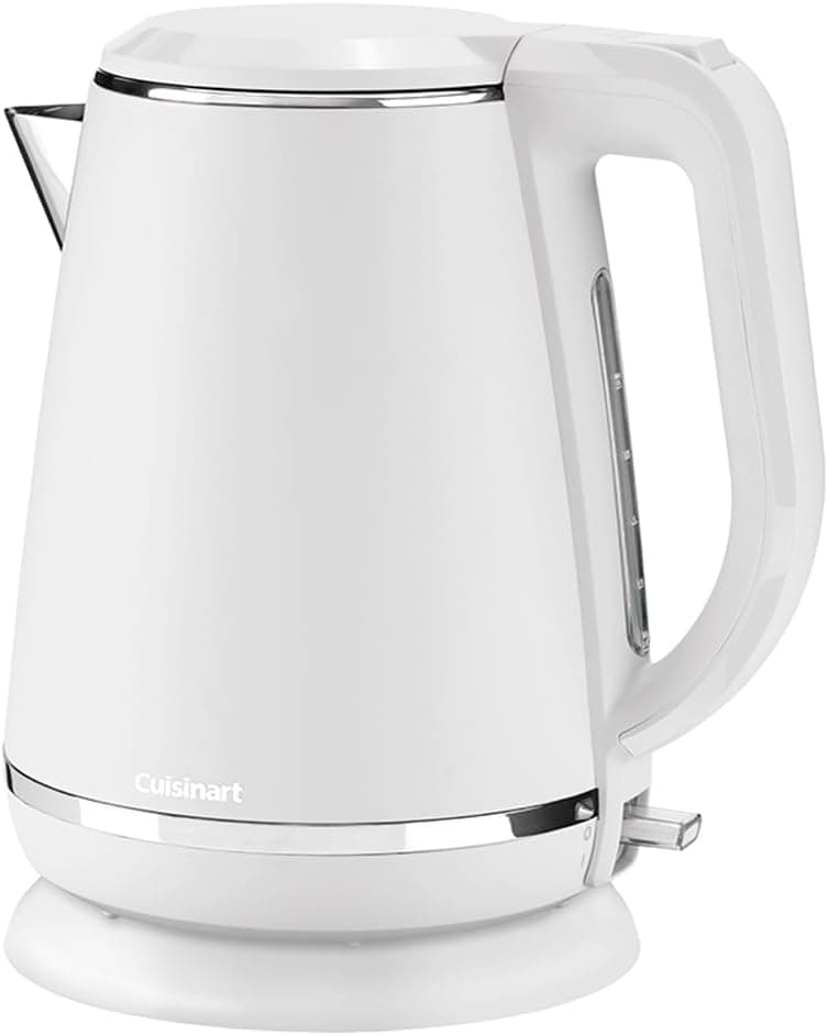 Cuisinart Chaleira de água elétrica com jarro, fervida rápida, sem cabo, 3 KW, aço inoxidável, 1,5 L de capacidade, parte dos conjuntos coordenados de chaleira e torradeira, branco