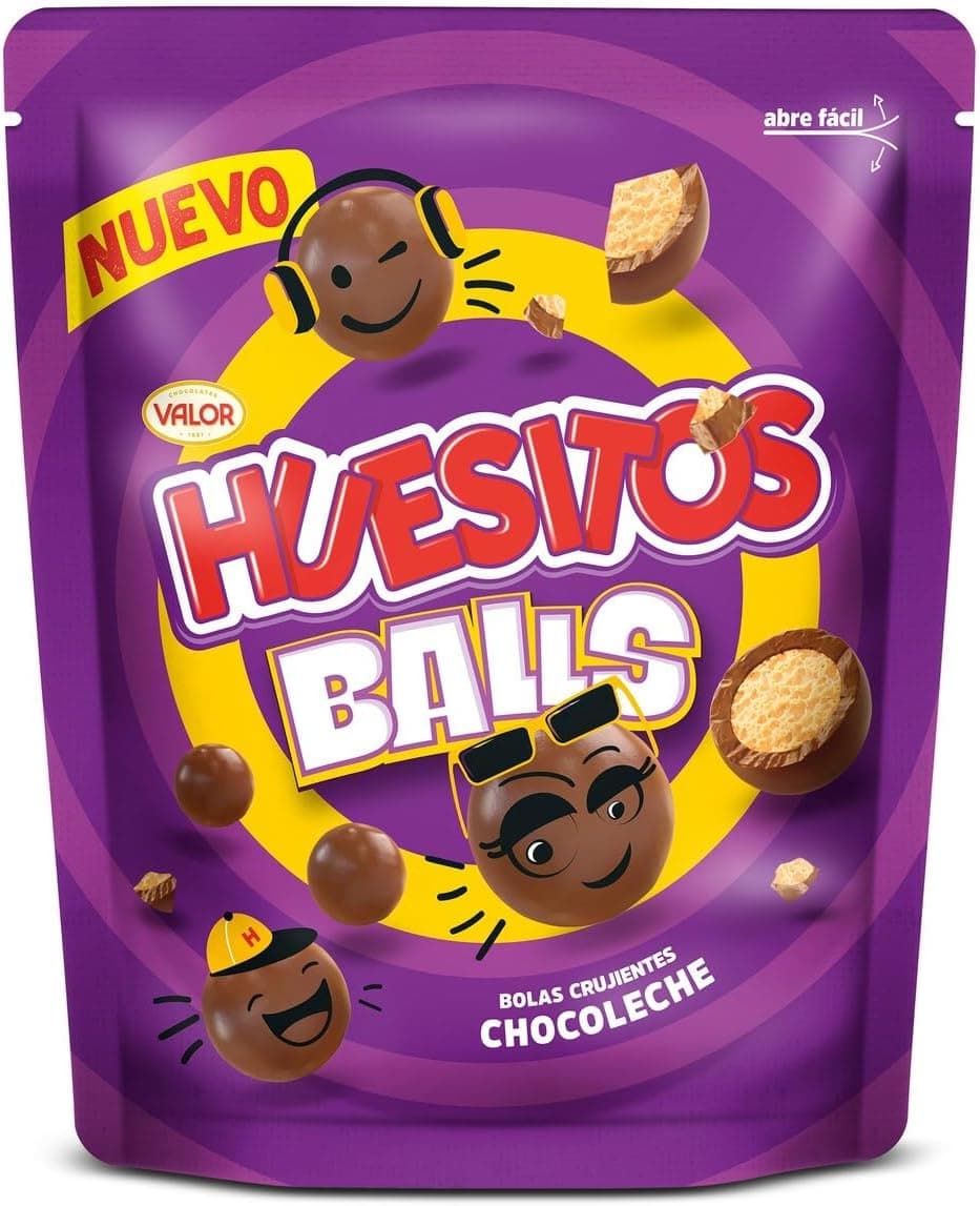 Huesitos Balls | Cereais crocantes cobertos de chocolate com leite suave | 140 gramas