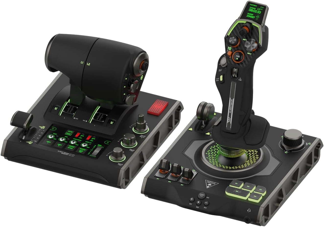 Turtle Beach VelocityOne Flightdeck | Joystick e acelerador HOTAS para simulador de voo com ecrã tátil e HUD para PC