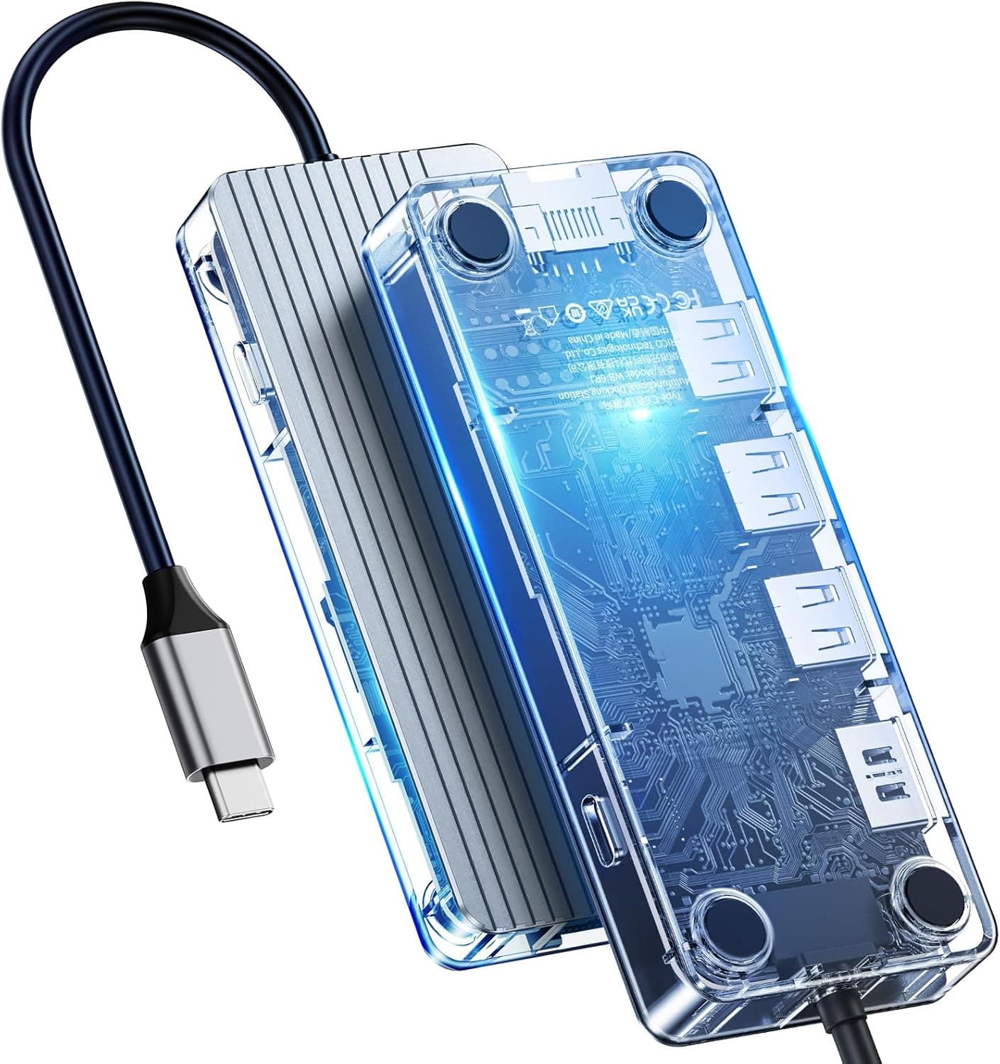 ORICO Base de carregamento USB C, hub USB 6 em 1 com 4K HDMI, carregamento PD de 100 W, RJ45 e 3 portas USB, estação de carregamento para computador portátil, adequado para MacBook