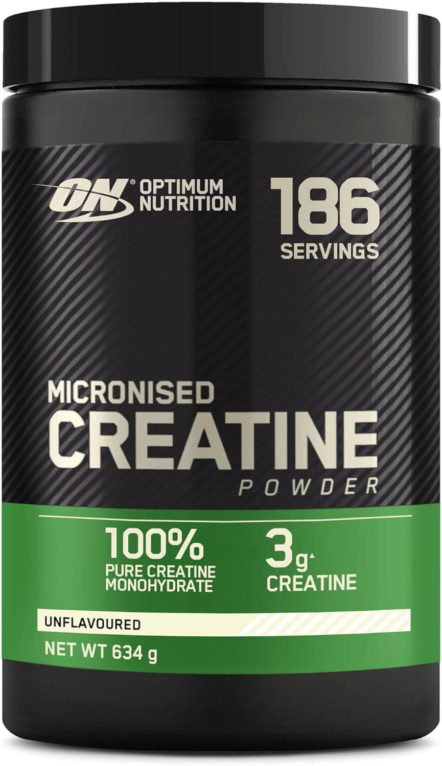 OPTIMUM NUTRITION Creatina em pó microfibra, pó de monohidrato de creatina 100% puro para desempenho e potência muscular, batimento de proteínas sem sabor, 186 porções, 634 g
