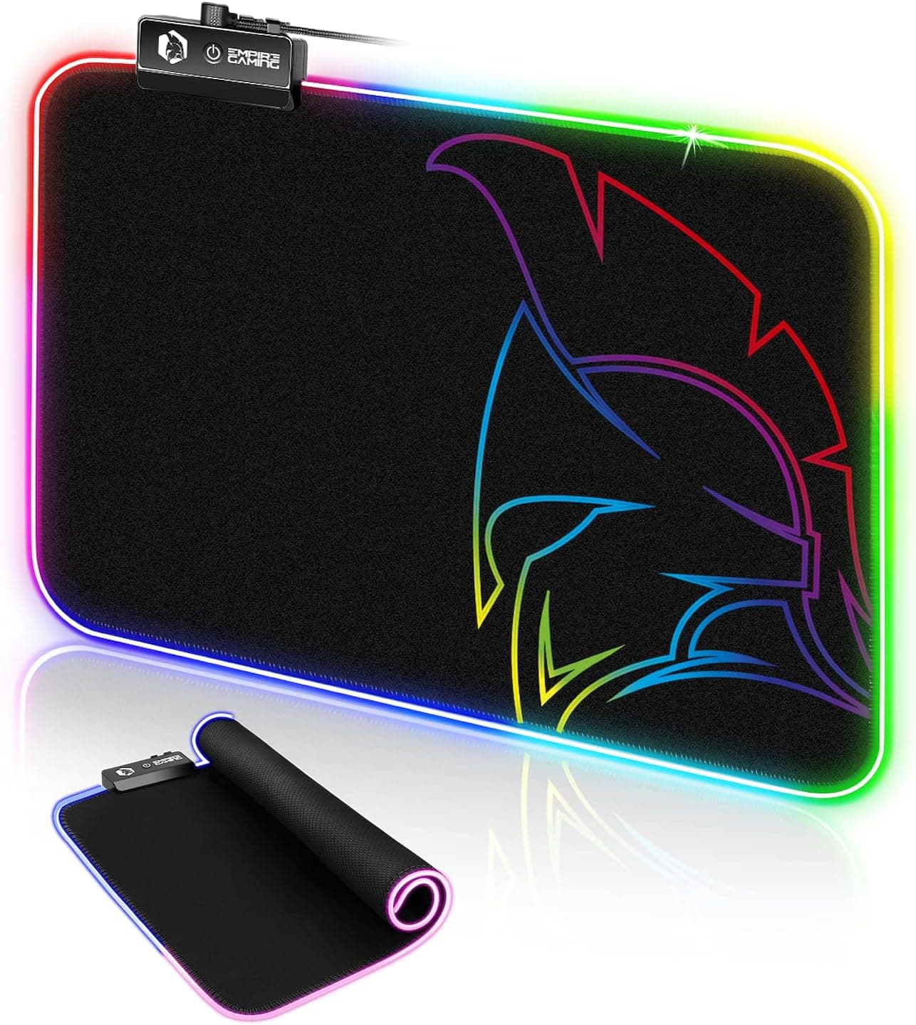 EMPIRE GAMING –Dark Rainbow Tapete rato Gaming - RGB LED 12 modo de iluminação - Mousepad retroiluminação luminosa - Hidrorresistente-borracha antiderrapante - PC, Mac e computador portátil-300 x 230