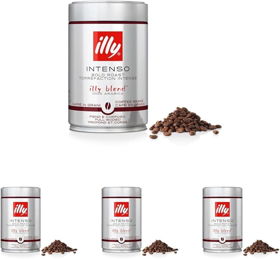 Café em grão illy de torra intensa, lata de 250 g (embalagem de 4)