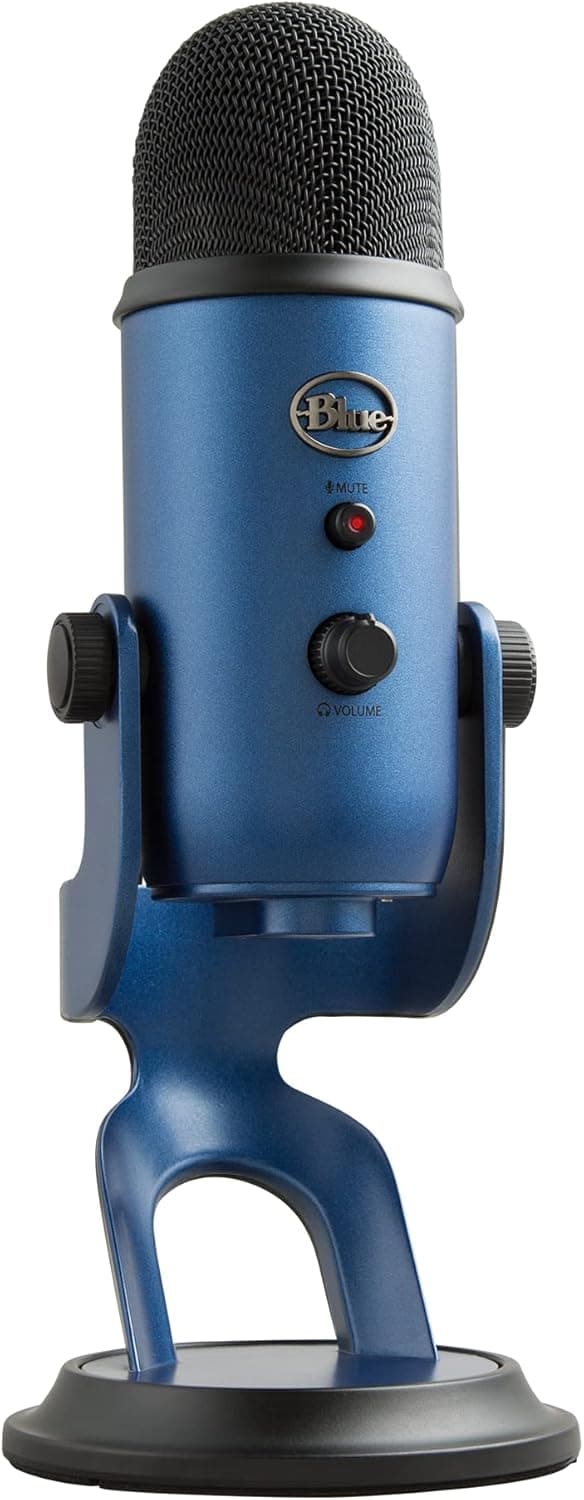 Logitech for Creators Blue Yeti Microfone USB para gravação, streaming, jogos, podcasting, PC e Mac, de condensador, com efeitos Blue Voice, suporte ajustável, plug and play, cor azul