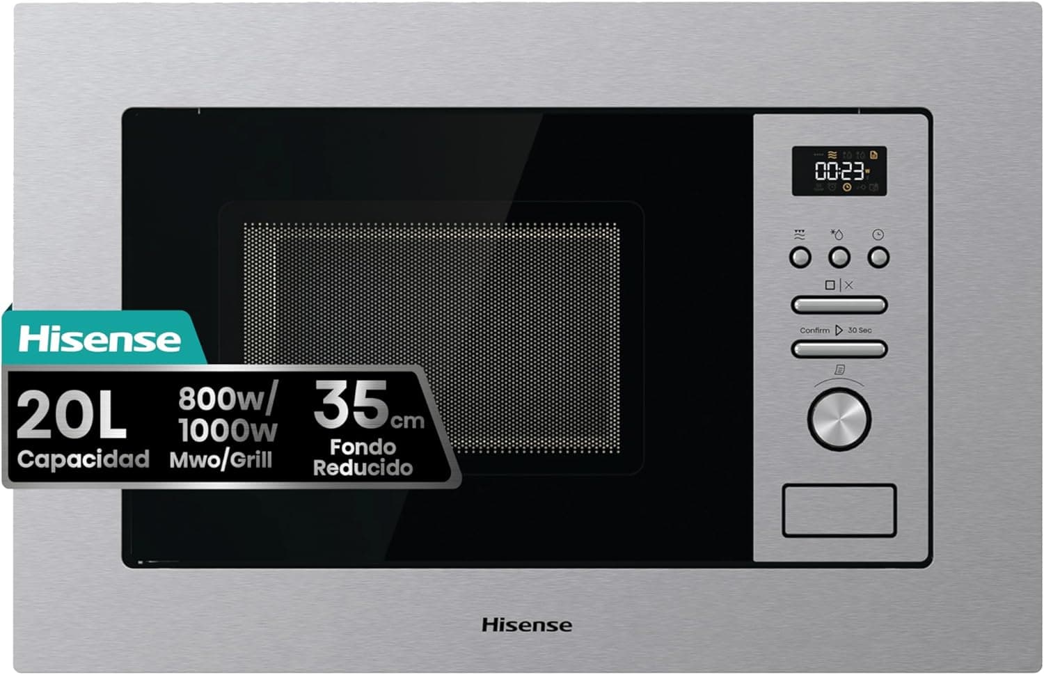 Hisense BIM320G41X | Micro-ondas integrável inox com grill 20 L e 15 programas automáticos