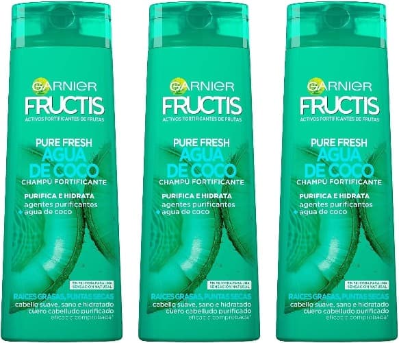 Garnier Fructis Pure Fresh água de coco champô cabelo normal, com raízes oleosas e pontas secas - 380 ml
