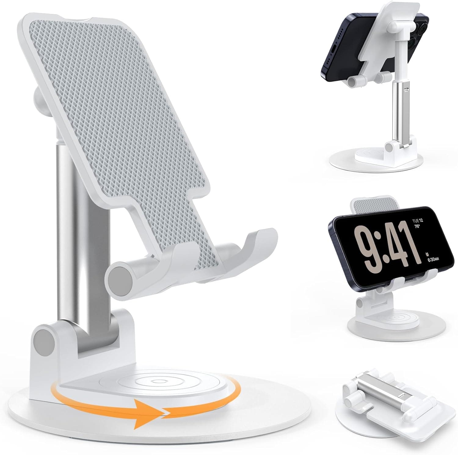 BHHB Suporte móvel, suporte para telemóvel mesa ajustável suporte móvel mesa para telemóvel para iPhone 14/13 /12 / X / 8 Plus, iPad Mini, Huawei, Galaxy S6/S7/S8 - branco