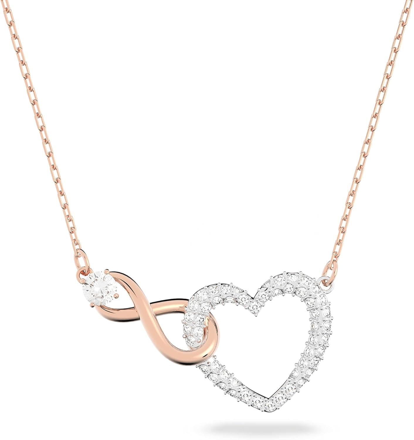 Swarovski Colar Hyperbola Infinito e coração, Branco, Acabamento de combinação de metais 