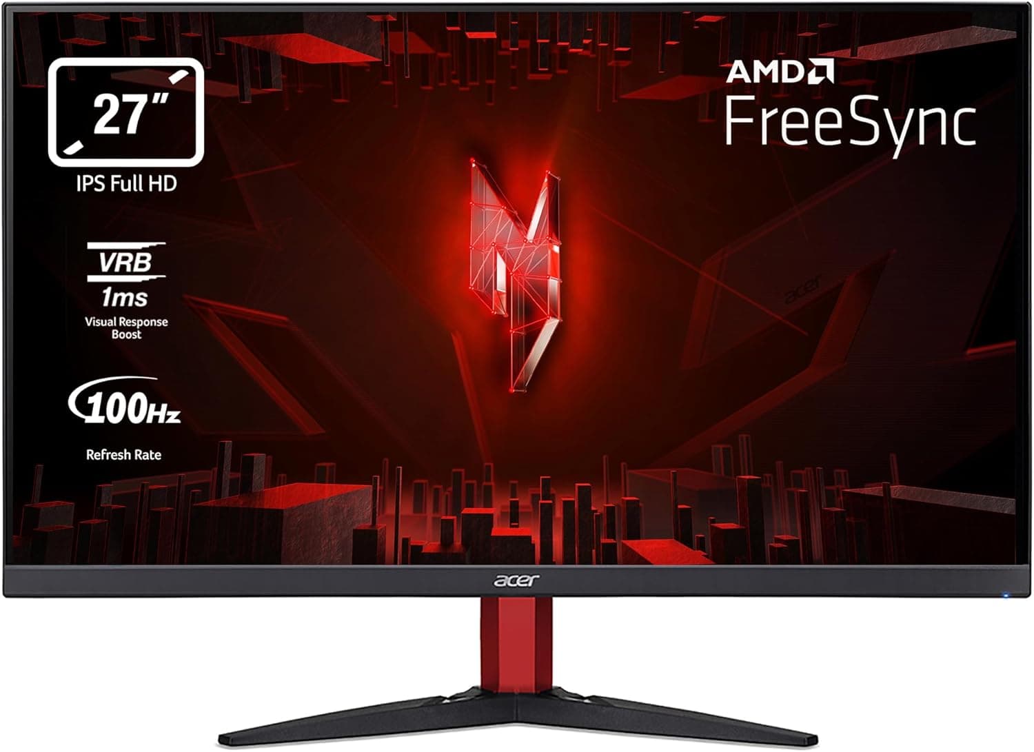 Acer Nitro KG272S3bmiipfx Monitor Gaming Full HD de 27" de 180 Hz (69 cm, 1920x1080, 16:9, 250 Nits, tempo de resposta 1 ms VRB, AMD FreeSync, 2xHDMI 2.0/1x1x1x1xHDMI DP 1.2 ) Monitor PC Gaming cor