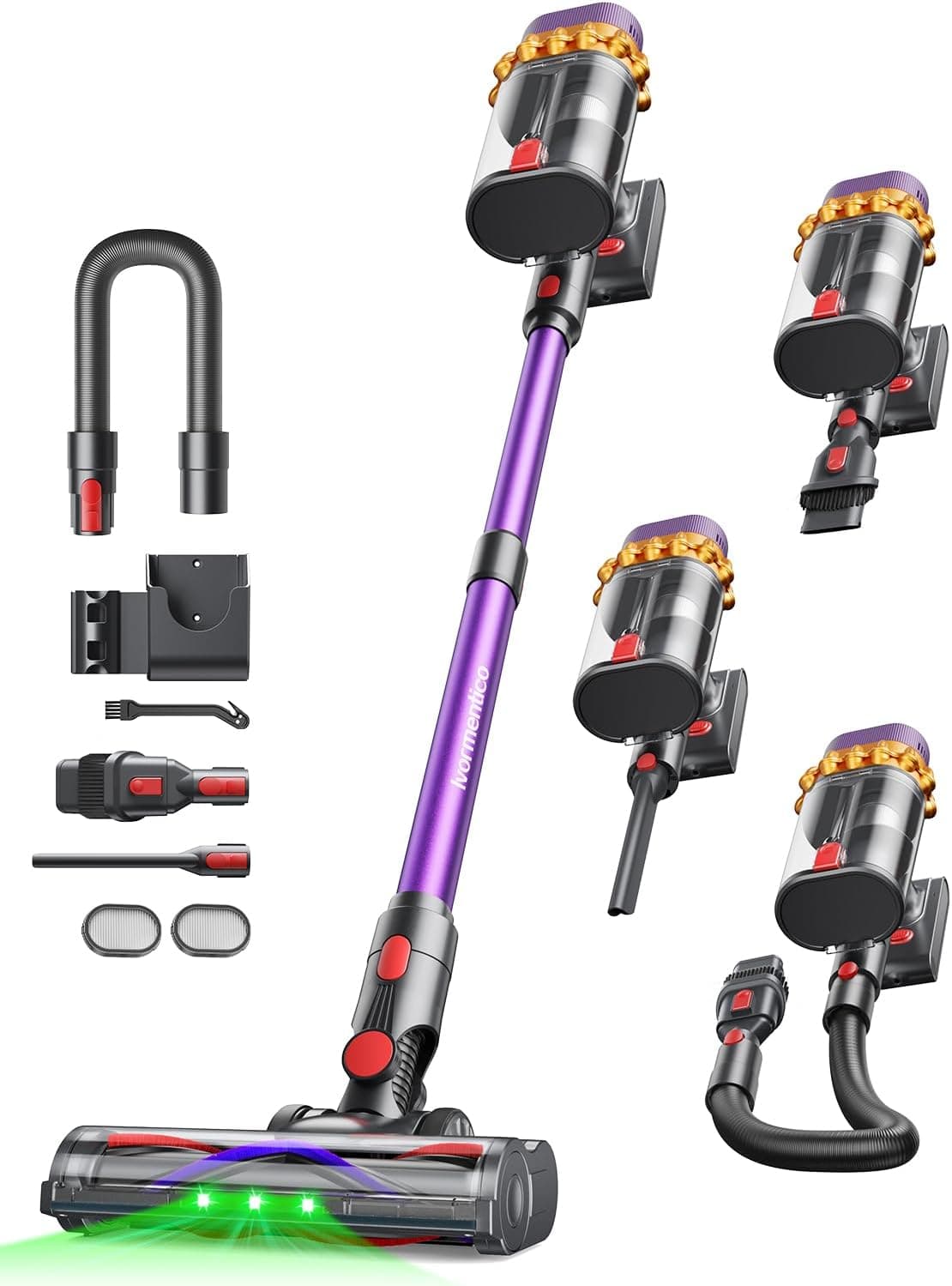 Ivormentico V10 EVO | Aspirador vertical sem fios com 50Kpa, autonomia até 70 minutos, depósito duplo 1,8 L e ecrã táctil LED