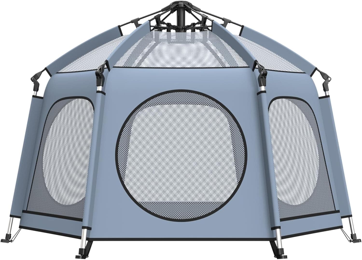 Smocraut Tenda de campismo para bebés, tenda de campismo dobrável para crianças, tecido 450D, 144 x 144 x 103 cm, corrente automático portátil com colchão de segurança para bebés
