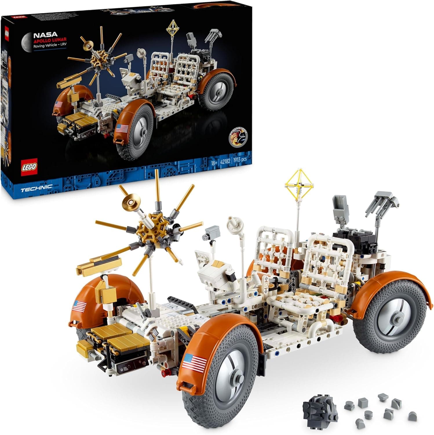 LEGO Technic Veículo de exploração lunar NASA Apollo Róver espaço, casaco para adultos, presente colecionável para homens e mulheres fãs de ciência, decoração de casa e escritório 42182