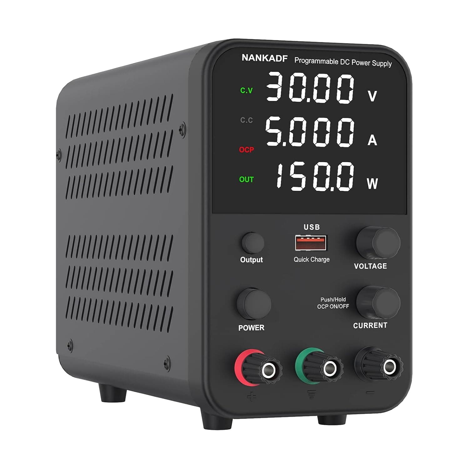 Fonte de alimentação comutada DC (0-30V, 0-5A) ajustável, mini ecrã de 4 dígitos de alta precisão, fonte de alimentação variável para mesa de laboratório, preto