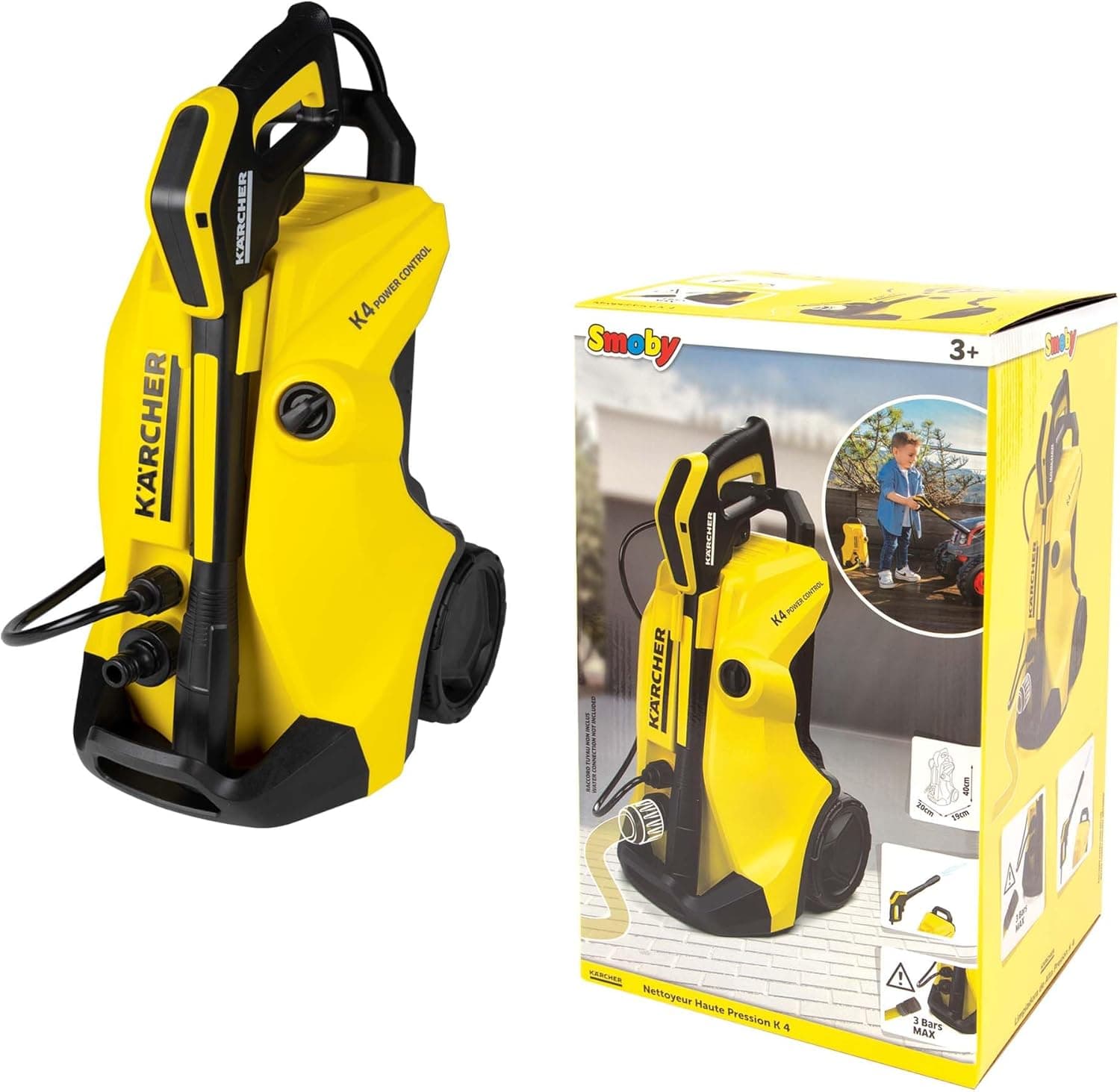 Smoby - Máquina de lavagem de pressão karcher de brinquedo, 2 posições de jato de água, adequado a partir de 3 anos (7600360902)