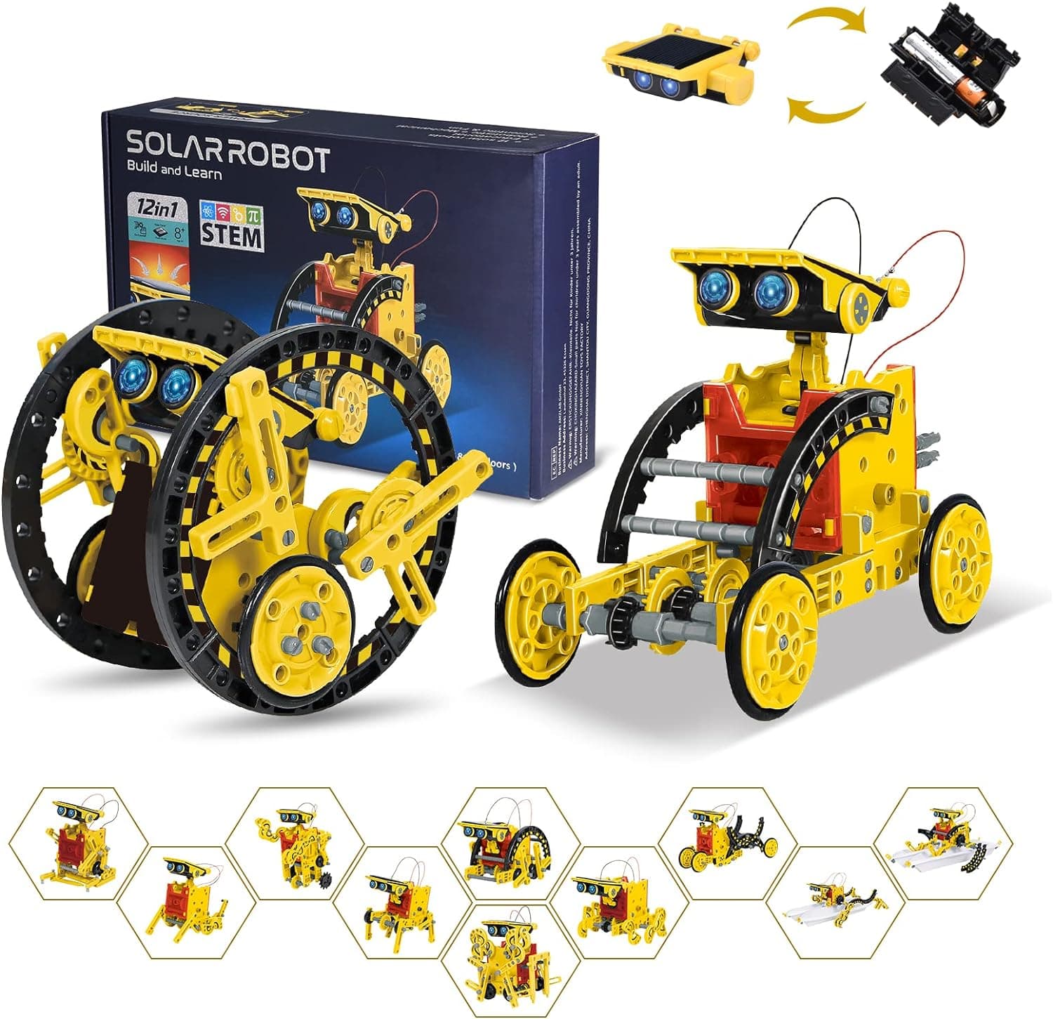 OMWay Robot Solar, kit robótico brinquedos crianças 7 8 9 10 anos, 12 em 1 jogos educativos ciência experiências construções para crianças 11 12 anos, natal aniversário presentes para crianças, 190