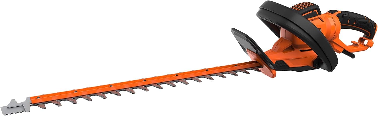 BLACK+DECKER Corta-sebes 650 W, cabeça giratória, espada de 60 cm, 2 alças, protetor de folha, lâmina assimétrica, corte Ø 35 mm, robusto e leve, punho ergonómico, BEHTS551-QS