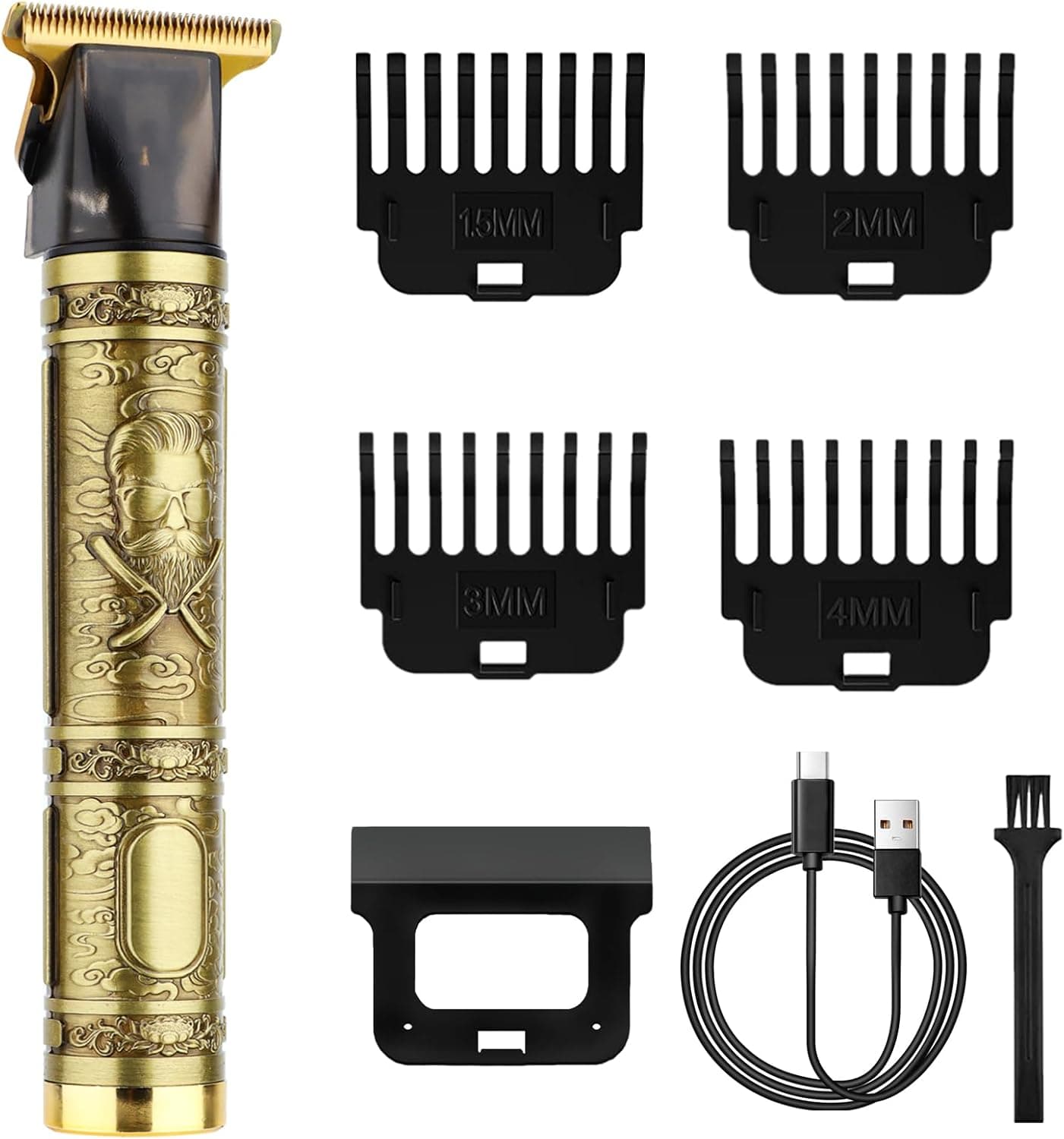 CKCLR HYN105 | Máquina de cortar cabelo profissional sem fios com lâmina em aço inoxidável e 4 pentes guia ajustáveis