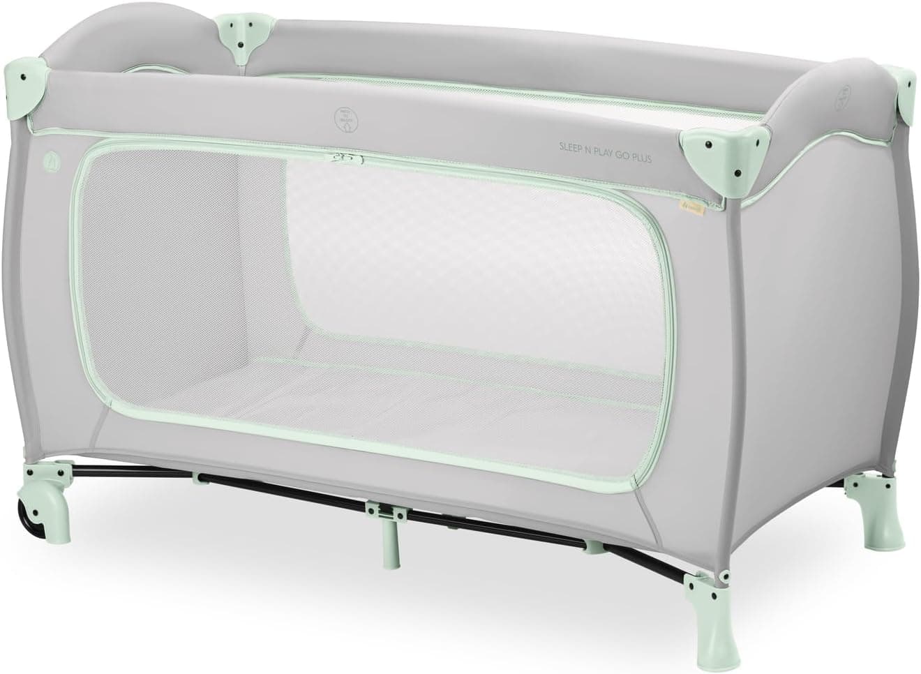 Hauck Sleep N Play Go Plus Berço de viagem bebé com rodas, parque infantil bebé desde o nascimento, berço bebé viagem com saco de transporte, parque bebé dobrável com abertura XL - Dusty Mint